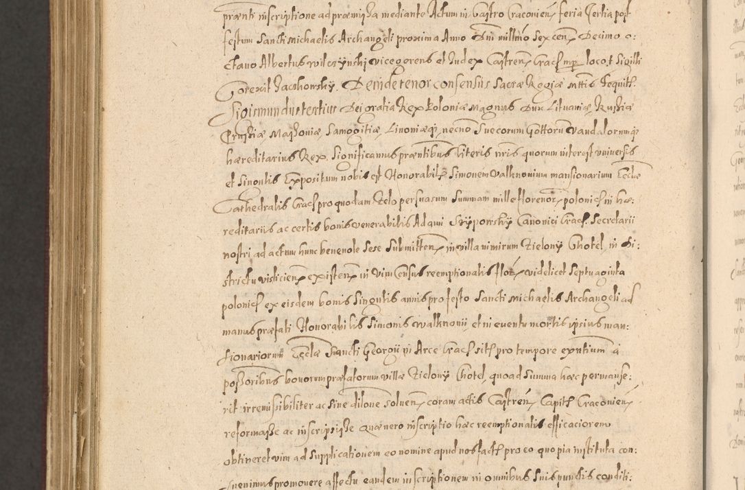 Zdjęcie nr 1370 dla obiektu archiwalnego: Acta actorum causarum obligationum institutionum, decretorum, constitutionum, quietonum, resignonum, cessionum, accaeterarum, obseruonum tam iudicialium quam extraiudicialium coram Admondo Reverendo Domino Joanne Zerzynski Canonico, Vicario in Spiritualibus et Officiali generali Cracoviensis Iudice deputati per Illustrissimum ac Reverendissimum Dominum Martinum Szyszkowski Dei et Apostolice Sedis gratia Episcopum Cracoviensis ad Annum Domini Millesimum Sexcentesimum Decimum Septimum Indicatione quindecima Pontificus SS. D. N. D. Pauli Divina providentia Papae V. foeliciter moderni anno ipsus duodecimo continuantur