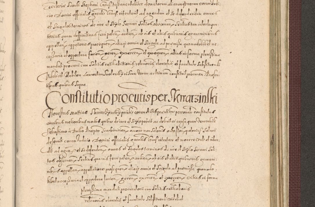Zdjęcie nr 1365 dla obiektu archiwalnego: Acta actorum causarum obligationum institutionum, decretorum, constitutionum, quietonum, resignonum, cessionum, accaeterarum, obseruonum tam iudicialium quam extraiudicialium coram Admondo Reverendo Domino Joanne Zerzynski Canonico, Vicario in Spiritualibus et Officiali generali Cracoviensis Iudice deputati per Illustrissimum ac Reverendissimum Dominum Martinum Szyszkowski Dei et Apostolice Sedis gratia Episcopum Cracoviensis ad Annum Domini Millesimum Sexcentesimum Decimum Septimum Indicatione quindecima Pontificus SS. D. N. D. Pauli Divina providentia Papae V. foeliciter moderni anno ipsus duodecimo continuantur