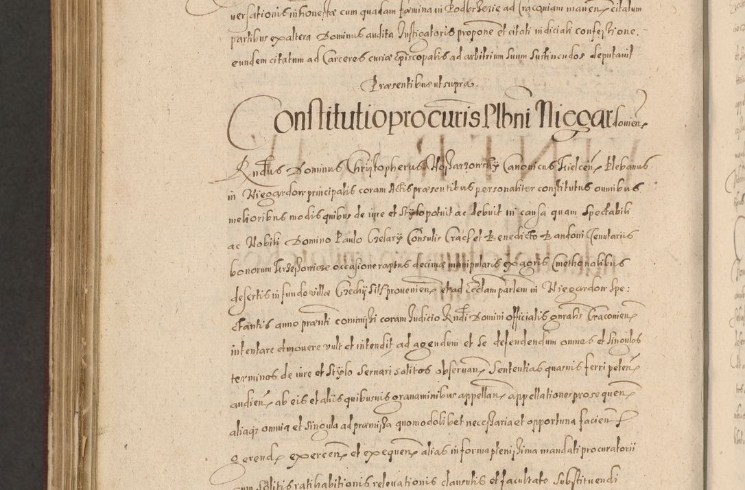 Zdjęcie nr 1364 dla obiektu archiwalnego: Acta actorum causarum obligationum institutionum, decretorum, constitutionum, quietonum, resignonum, cessionum, accaeterarum, obseruonum tam iudicialium quam extraiudicialium coram Admondo Reverendo Domino Joanne Zerzynski Canonico, Vicario in Spiritualibus et Officiali generali Cracoviensis Iudice deputati per Illustrissimum ac Reverendissimum Dominum Martinum Szyszkowski Dei et Apostolice Sedis gratia Episcopum Cracoviensis ad Annum Domini Millesimum Sexcentesimum Decimum Septimum Indicatione quindecima Pontificus SS. D. N. D. Pauli Divina providentia Papae V. foeliciter moderni anno ipsus duodecimo continuantur