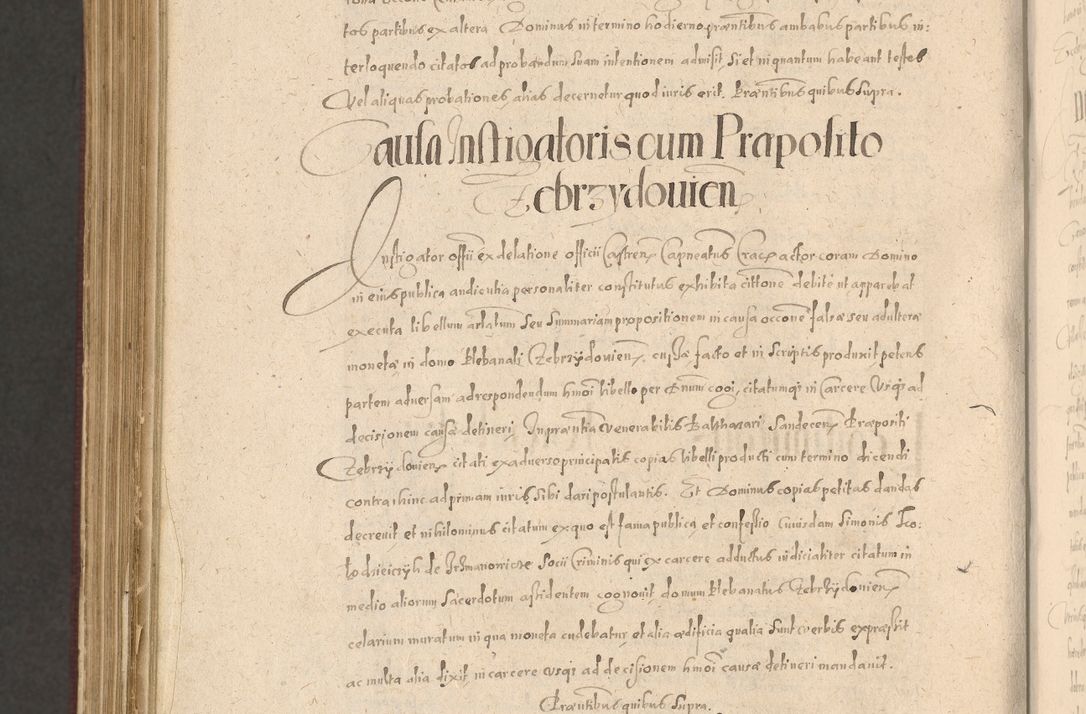 Zdjęcie nr 1354 dla obiektu archiwalnego: Acta actorum causarum obligationum institutionum, decretorum, constitutionum, quietonum, resignonum, cessionum, accaeterarum, obseruonum tam iudicialium quam extraiudicialium coram Admondo Reverendo Domino Joanne Zerzynski Canonico, Vicario in Spiritualibus et Officiali generali Cracoviensis Iudice deputati per Illustrissimum ac Reverendissimum Dominum Martinum Szyszkowski Dei et Apostolice Sedis gratia Episcopum Cracoviensis ad Annum Domini Millesimum Sexcentesimum Decimum Septimum Indicatione quindecima Pontificus SS. D. N. D. Pauli Divina providentia Papae V. foeliciter moderni anno ipsus duodecimo continuantur