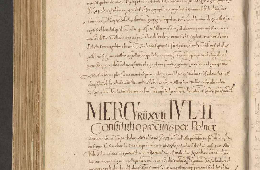 Zdjęcie nr 1352 dla obiektu archiwalnego: Acta actorum causarum obligationum institutionum, decretorum, constitutionum, quietonum, resignonum, cessionum, accaeterarum, obseruonum tam iudicialium quam extraiudicialium coram Admondo Reverendo Domino Joanne Zerzynski Canonico, Vicario in Spiritualibus et Officiali generali Cracoviensis Iudice deputati per Illustrissimum ac Reverendissimum Dominum Martinum Szyszkowski Dei et Apostolice Sedis gratia Episcopum Cracoviensis ad Annum Domini Millesimum Sexcentesimum Decimum Septimum Indicatione quindecima Pontificus SS. D. N. D. Pauli Divina providentia Papae V. foeliciter moderni anno ipsus duodecimo continuantur