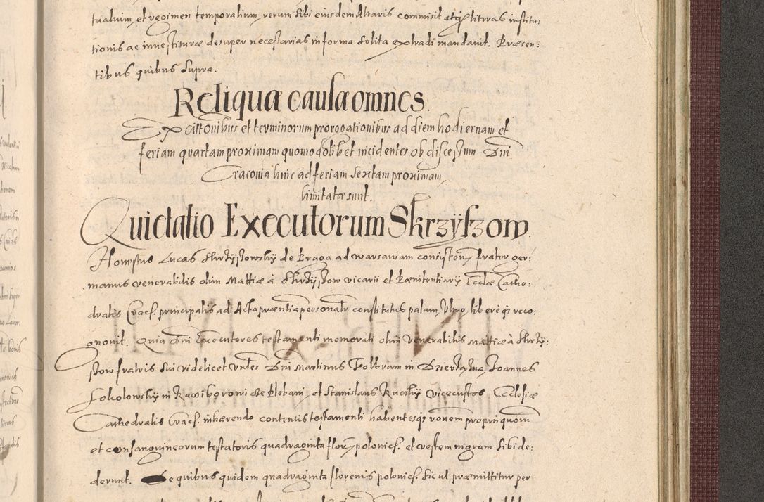 Zdjęcie nr 1337 dla obiektu archiwalnego: Acta actorum causarum obligationum institutionum, decretorum, constitutionum, quietonum, resignonum, cessionum, accaeterarum, obseruonum tam iudicialium quam extraiudicialium coram Admondo Reverendo Domino Joanne Zerzynski Canonico, Vicario in Spiritualibus et Officiali generali Cracoviensis Iudice deputati per Illustrissimum ac Reverendissimum Dominum Martinum Szyszkowski Dei et Apostolice Sedis gratia Episcopum Cracoviensis ad Annum Domini Millesimum Sexcentesimum Decimum Septimum Indicatione quindecima Pontificus SS. D. N. D. Pauli Divina providentia Papae V. foeliciter moderni anno ipsus duodecimo continuantur