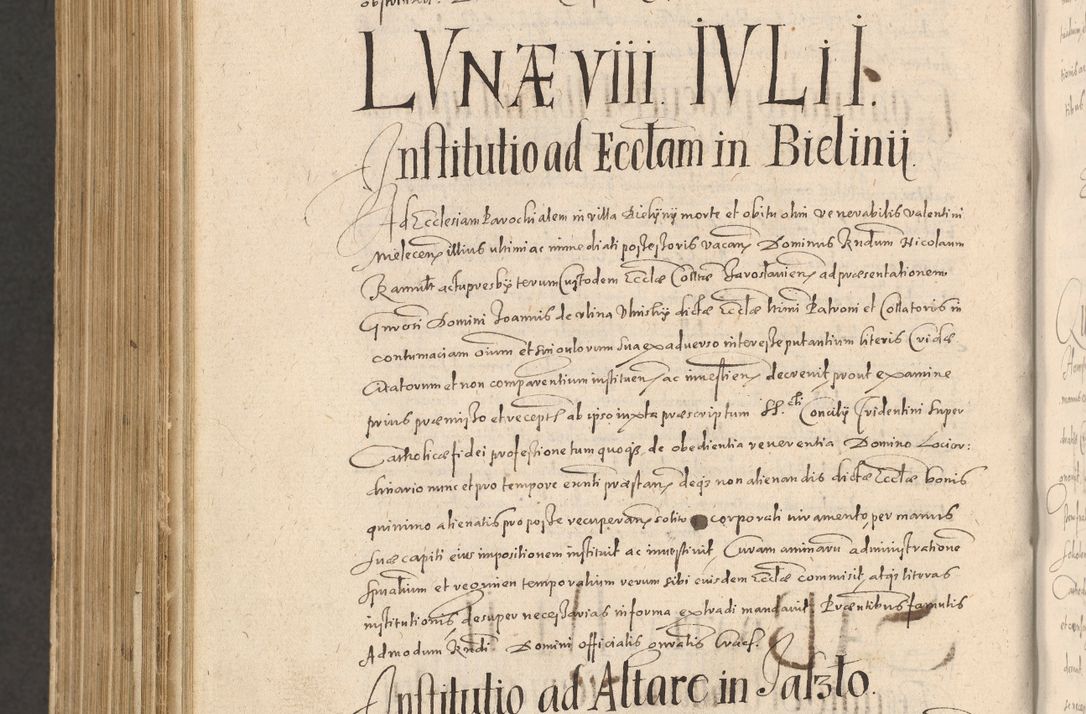 Zdjęcie nr 1336 dla obiektu archiwalnego: Acta actorum causarum obligationum institutionum, decretorum, constitutionum, quietonum, resignonum, cessionum, accaeterarum, obseruonum tam iudicialium quam extraiudicialium coram Admondo Reverendo Domino Joanne Zerzynski Canonico, Vicario in Spiritualibus et Officiali generali Cracoviensis Iudice deputati per Illustrissimum ac Reverendissimum Dominum Martinum Szyszkowski Dei et Apostolice Sedis gratia Episcopum Cracoviensis ad Annum Domini Millesimum Sexcentesimum Decimum Septimum Indicatione quindecima Pontificus SS. D. N. D. Pauli Divina providentia Papae V. foeliciter moderni anno ipsus duodecimo continuantur