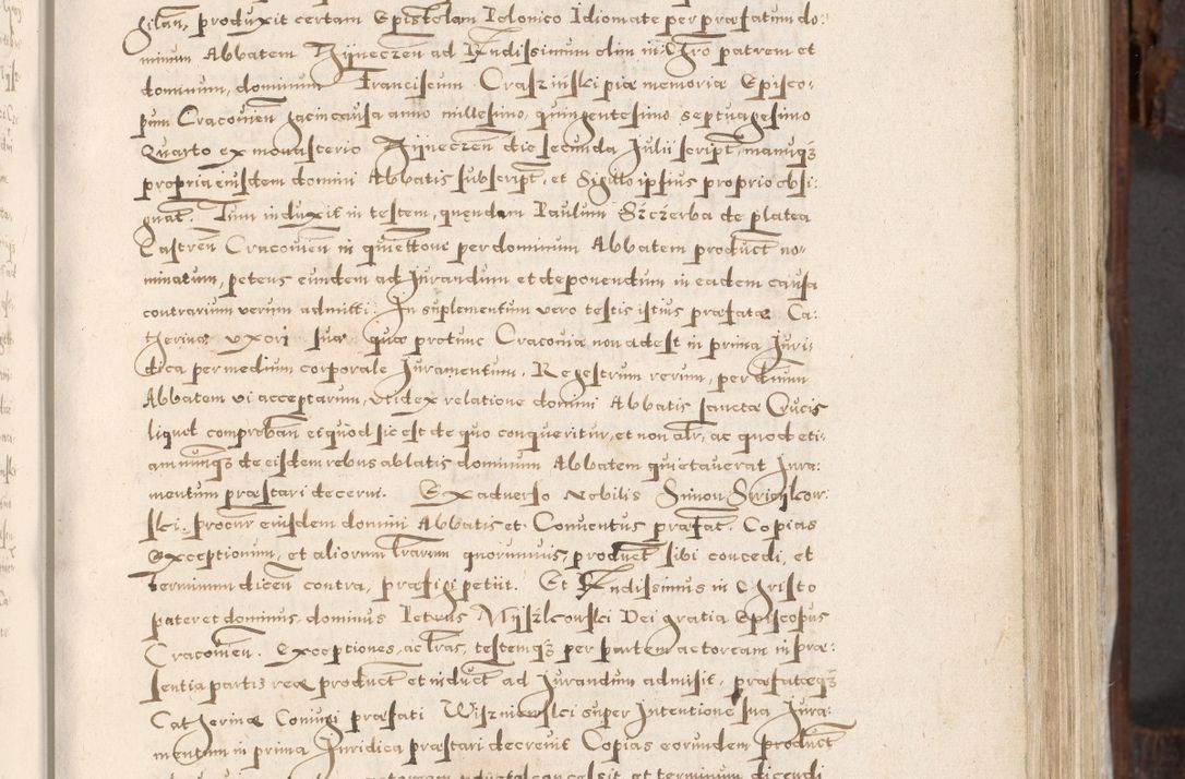 Zdjęcie nr 164 dla obiektu archiwalnego: Acta actorum, constitutionum, obligationum, resignationum, quietationum tempore R. D. Petr Myszkowski, episcopi Cracoviensis, qui post mortem R. D. Francisci Krasiński, episcopi Cracoviensis solius Dei optimi maximi benignitate, Serenissimi Stephani regis Poloniase favore et clementia ex Plocensi ad Cracoviensem auctoritate Ssmi Gregorii XIII successit ab anno 1577 mense Novembri ad annum 1591 mensem Aprilem successive acticatorum.