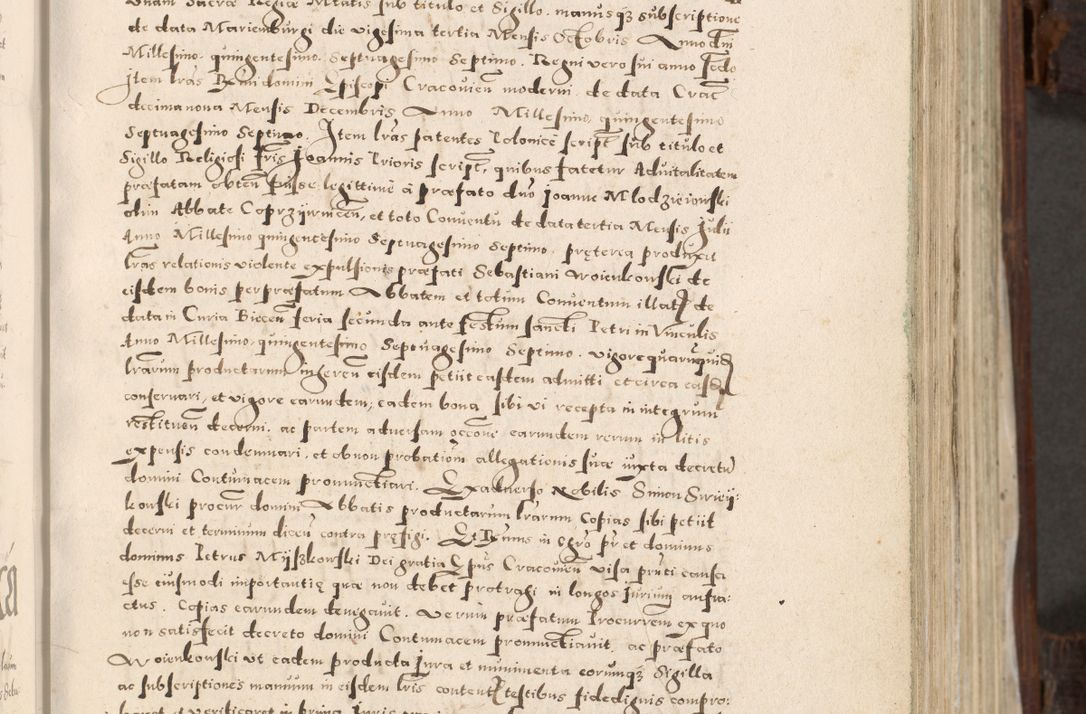 Zdjęcie nr 108 dla obiektu archiwalnego: Acta actorum, constitutionum, obligationum, resignationum, quietationum tempore R. D. Petr Myszkowski, episcopi Cracoviensis, qui post mortem R. D. Francisci Krasiński, episcopi Cracoviensis solius Dei optimi maximi benignitate, Serenissimi Stephani regis Poloniase favore et clementia ex Plocensi ad Cracoviensem auctoritate Ssmi Gregorii XIII successit ab anno 1577 mense Novembri ad annum 1591 mensem Aprilem successive acticatorum.