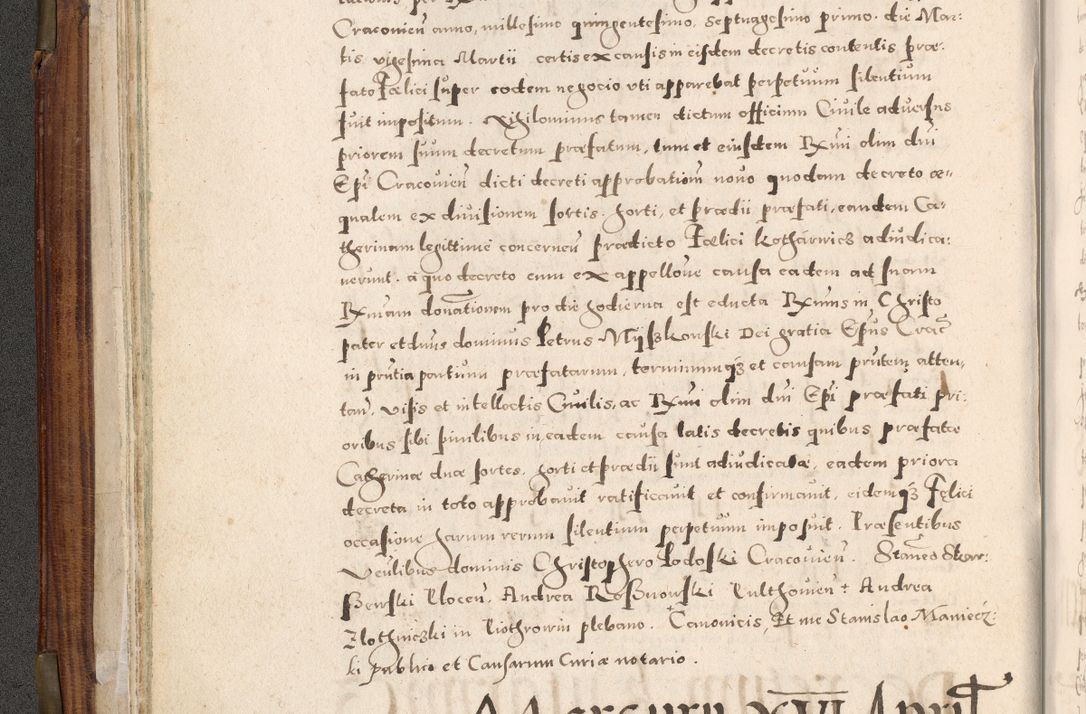 Zdjęcie nr 67 dla obiektu archiwalnego: Acta actorum, constitutionum, obligationum, resignationum, quietationum tempore R. D. Petr Myszkowski, episcopi Cracoviensis, qui post mortem R. D. Francisci Krasiński, episcopi Cracoviensis solius Dei optimi maximi benignitate, Serenissimi Stephani regis Poloniase favore et clementia ex Plocensi ad Cracoviensem auctoritate Ssmi Gregorii XIII successit ab anno 1577 mense Novembri ad annum 1591 mensem Aprilem successive acticatorum.