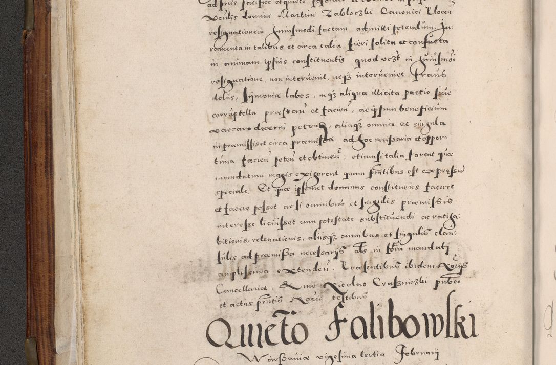 Zdjęcie nr 43 dla obiektu archiwalnego: Acta actorum, constitutionum, obligationum, resignationum, quietationum tempore R. D. Petr Myszkowski, episcopi Cracoviensis, qui post mortem R. D. Francisci Krasiński, episcopi Cracoviensis solius Dei optimi maximi benignitate, Serenissimi Stephani regis Poloniase favore et clementia ex Plocensi ad Cracoviensem auctoritate Ssmi Gregorii XIII successit ab anno 1577 mense Novembri ad annum 1591 mensem Aprilem successive acticatorum.