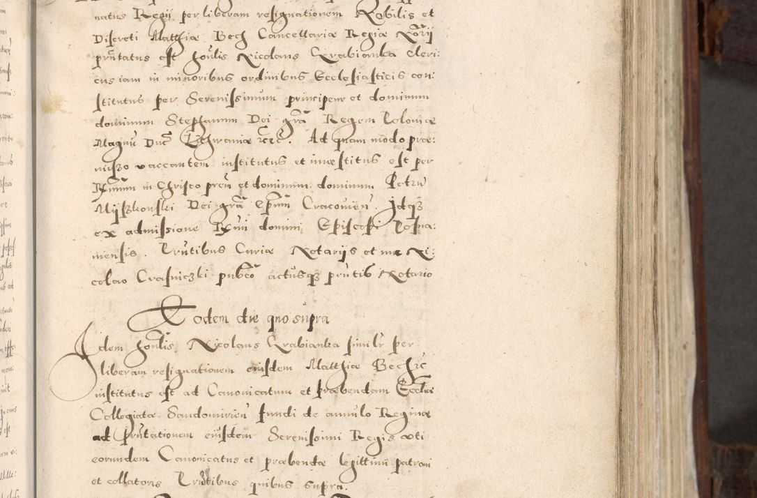 Zdjęcie nr 38 dla obiektu archiwalnego: Acta actorum, constitutionum, obligationum, resignationum, quietationum tempore R. D. Petr Myszkowski, episcopi Cracoviensis, qui post mortem R. D. Francisci Krasiński, episcopi Cracoviensis solius Dei optimi maximi benignitate, Serenissimi Stephani regis Poloniase favore et clementia ex Plocensi ad Cracoviensem auctoritate Ssmi Gregorii XIII successit ab anno 1577 mense Novembri ad annum 1591 mensem Aprilem successive acticatorum.