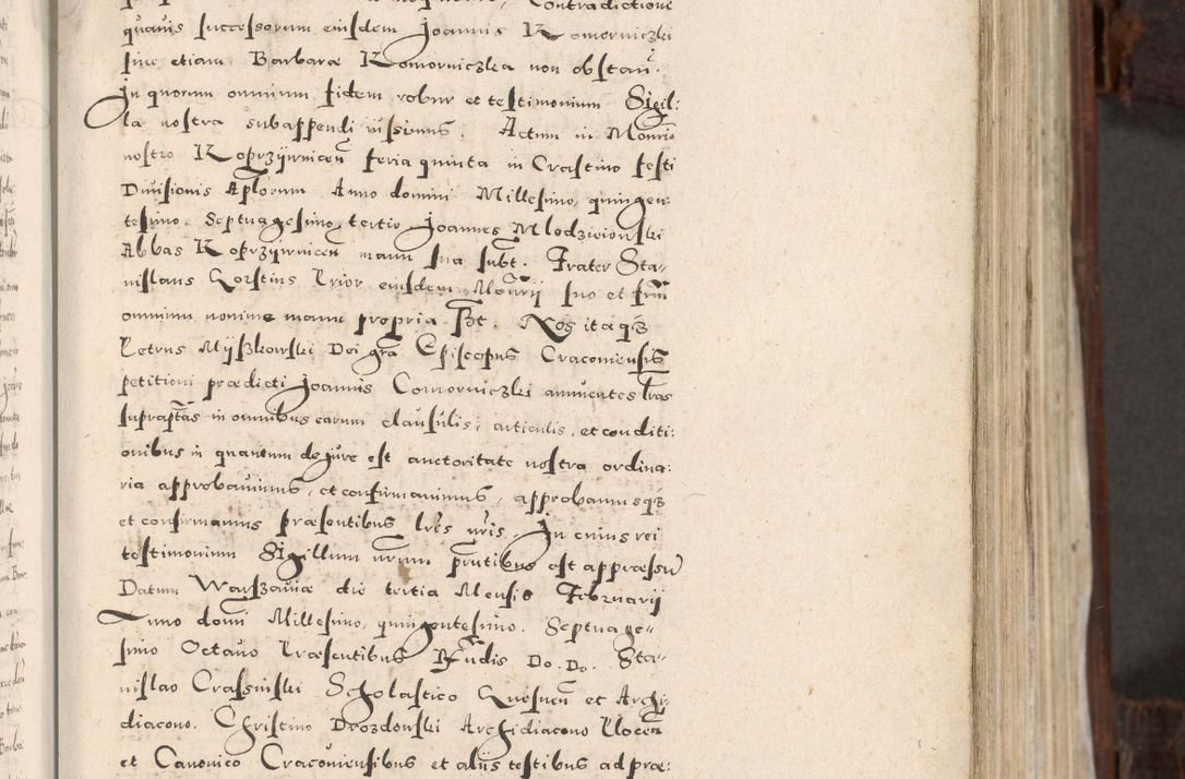 Zdjęcie nr 36 dla obiektu archiwalnego: Acta actorum, constitutionum, obligationum, resignationum, quietationum tempore R. D. Petr Myszkowski, episcopi Cracoviensis, qui post mortem R. D. Francisci Krasiński, episcopi Cracoviensis solius Dei optimi maximi benignitate, Serenissimi Stephani regis Poloniase favore et clementia ex Plocensi ad Cracoviensem auctoritate Ssmi Gregorii XIII successit ab anno 1577 mense Novembri ad annum 1591 mensem Aprilem successive acticatorum.