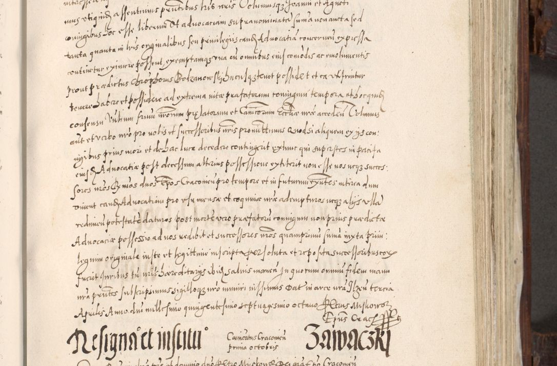 Zdjęcie nr 364 dla obiektu archiwalnego: Acta actorum, constitutionum, obligationum, resignationum, quietationum tempore R. D. Petr Myszkowski, episcopi Cracoviensis, qui post mortem R. D. Francisci Krasiński, episcopi Cracoviensis solius Dei optimi maximi benignitate, Serenissimi Stephani regis Poloniase favore et clementia ex Plocensi ad Cracoviensem auctoritate Ssmi Gregorii XIII successit ab anno 1577 mense Novembri ad annum 1591 mensem Aprilem successive acticatorum.