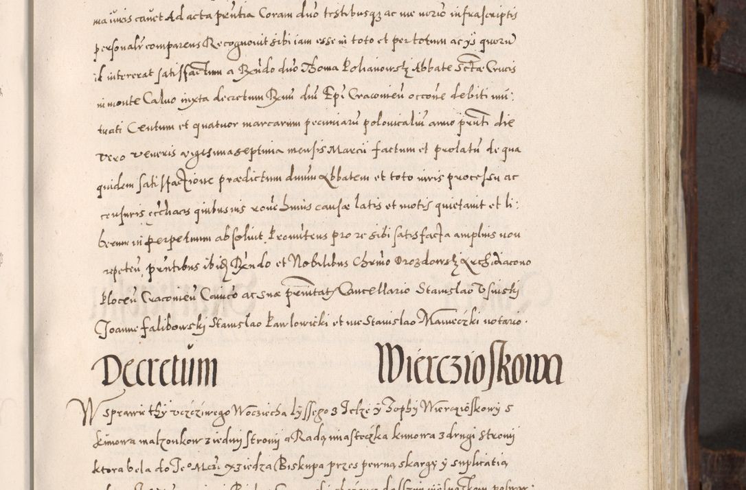 Zdjęcie nr 338 dla obiektu archiwalnego: Acta actorum, constitutionum, obligationum, resignationum, quietationum tempore R. D. Petr Myszkowski, episcopi Cracoviensis, qui post mortem R. D. Francisci Krasiński, episcopi Cracoviensis solius Dei optimi maximi benignitate, Serenissimi Stephani regis Poloniase favore et clementia ex Plocensi ad Cracoviensem auctoritate Ssmi Gregorii XIII successit ab anno 1577 mense Novembri ad annum 1591 mensem Aprilem successive acticatorum.
