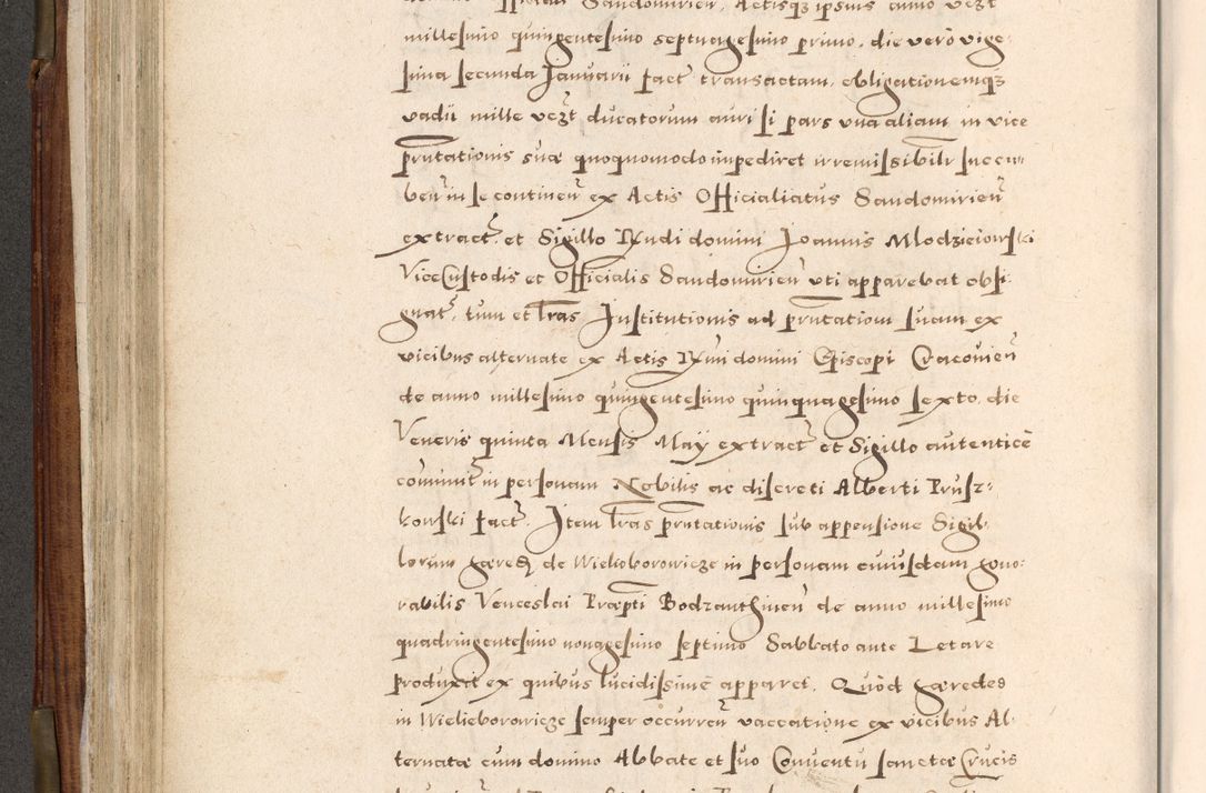 Zdjęcie nr 275 dla obiektu archiwalnego: Acta actorum, constitutionum, obligationum, resignationum, quietationum tempore R. D. Petr Myszkowski, episcopi Cracoviensis, qui post mortem R. D. Francisci Krasiński, episcopi Cracoviensis solius Dei optimi maximi benignitate, Serenissimi Stephani regis Poloniase favore et clementia ex Plocensi ad Cracoviensem auctoritate Ssmi Gregorii XIII successit ab anno 1577 mense Novembri ad annum 1591 mensem Aprilem successive acticatorum.