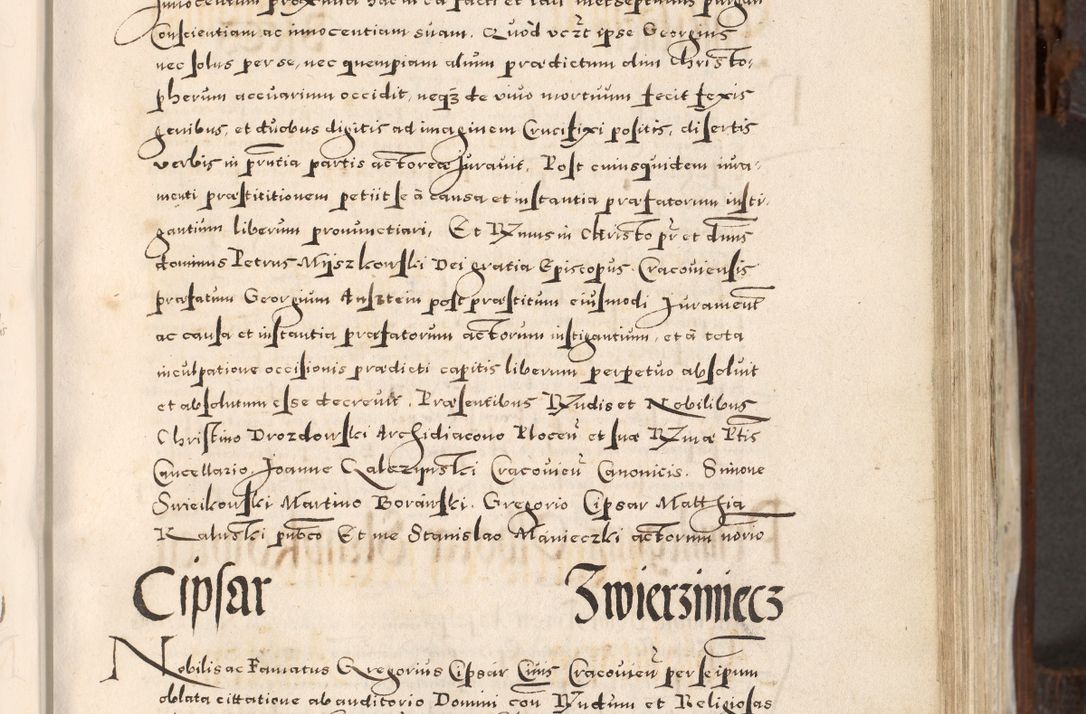 Zdjęcie nr 216 dla obiektu archiwalnego: Acta actorum, constitutionum, obligationum, resignationum, quietationum tempore R. D. Petr Myszkowski, episcopi Cracoviensis, qui post mortem R. D. Francisci Krasiński, episcopi Cracoviensis solius Dei optimi maximi benignitate, Serenissimi Stephani regis Poloniase favore et clementia ex Plocensi ad Cracoviensem auctoritate Ssmi Gregorii XIII successit ab anno 1577 mense Novembri ad annum 1591 mensem Aprilem successive acticatorum.
