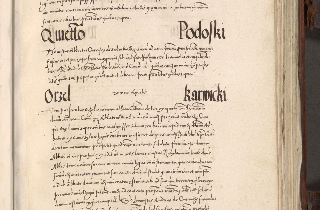 Zdjęcie nr 420 dla obiektu archiwalnego: Acta actorum, constitutionum, obligationum, resignationum, quietationum tempore R. D. Petr Myszkowski, episcopi Cracoviensis, qui post mortem R. D. Francisci Krasiński, episcopi Cracoviensis solius Dei optimi maximi benignitate, Serenissimi Stephani regis Poloniase favore et clementia ex Plocensi ad Cracoviensem auctoritate Ssmi Gregorii XIII successit ab anno 1577 mense Novembri ad annum 1591 mensem Aprilem successive acticatorum.