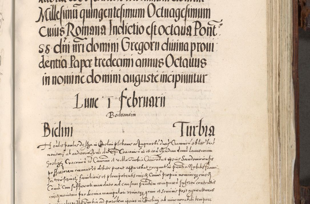Zdjęcie nr 398 dla obiektu archiwalnego: Acta actorum, constitutionum, obligationum, resignationum, quietationum tempore R. D. Petr Myszkowski, episcopi Cracoviensis, qui post mortem R. D. Francisci Krasiński, episcopi Cracoviensis solius Dei optimi maximi benignitate, Serenissimi Stephani regis Poloniase favore et clementia ex Plocensi ad Cracoviensem auctoritate Ssmi Gregorii XIII successit ab anno 1577 mense Novembri ad annum 1591 mensem Aprilem successive acticatorum.