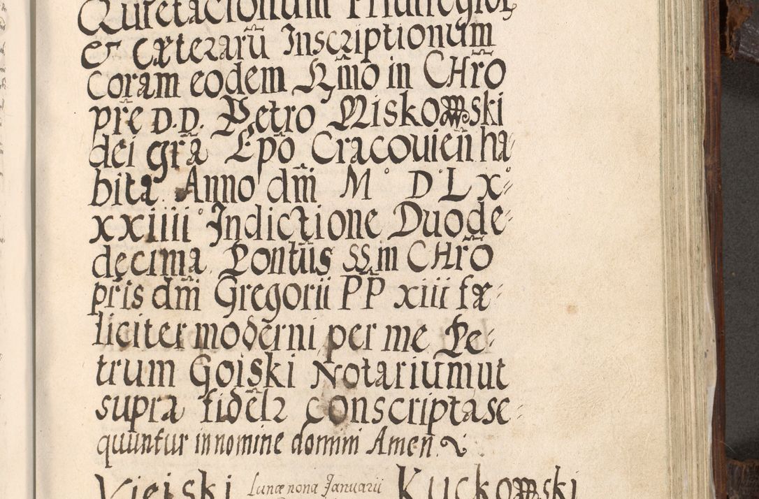Zdjęcie nr 770 dla obiektu archiwalnego: Acta actorum, constitutionum, obligationum, resignationum, quietationum tempore R. D. Petr Myszkowski, episcopi Cracoviensis, qui post mortem R. D. Francisci Krasiński, episcopi Cracoviensis solius Dei optimi maximi benignitate, Serenissimi Stephani regis Poloniase favore et clementia ex Plocensi ad Cracoviensem auctoritate Ssmi Gregorii XIII successit ab anno 1577 mense Novembri ad annum 1591 mensem Aprilem successive acticatorum.