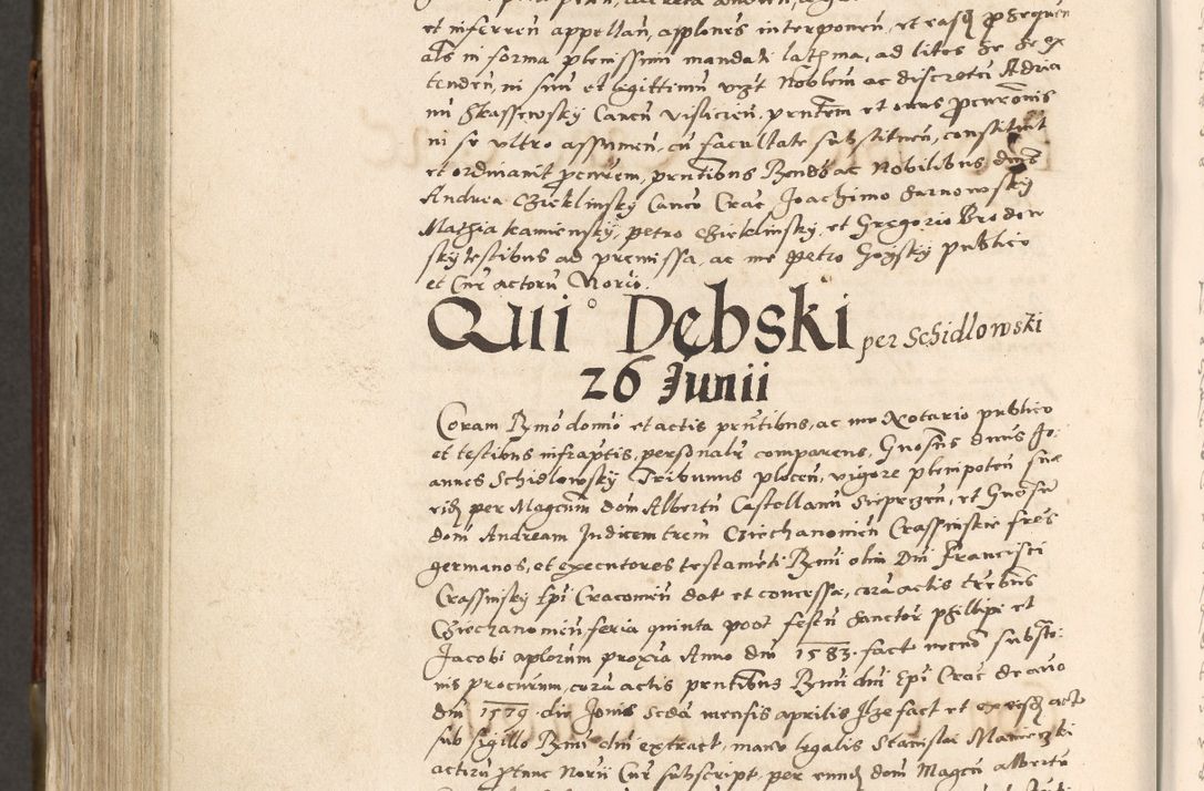 Zdjęcie nr 755 dla obiektu archiwalnego: Acta actorum, constitutionum, obligationum, resignationum, quietationum tempore R. D. Petr Myszkowski, episcopi Cracoviensis, qui post mortem R. D. Francisci Krasiński, episcopi Cracoviensis solius Dei optimi maximi benignitate, Serenissimi Stephani regis Poloniase favore et clementia ex Plocensi ad Cracoviensem auctoritate Ssmi Gregorii XIII successit ab anno 1577 mense Novembri ad annum 1591 mensem Aprilem successive acticatorum.