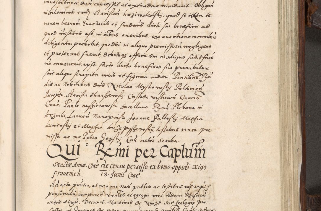 Zdjęcie nr 748 dla obiektu archiwalnego: Acta actorum, constitutionum, obligationum, resignationum, quietationum tempore R. D. Petr Myszkowski, episcopi Cracoviensis, qui post mortem R. D. Francisci Krasiński, episcopi Cracoviensis solius Dei optimi maximi benignitate, Serenissimi Stephani regis Poloniase favore et clementia ex Plocensi ad Cracoviensem auctoritate Ssmi Gregorii XIII successit ab anno 1577 mense Novembri ad annum 1591 mensem Aprilem successive acticatorum.