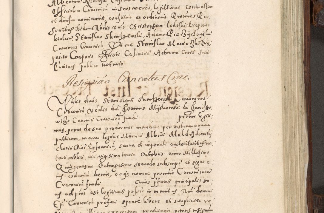 Zdjęcie nr 682 dla obiektu archiwalnego: Acta actorum, constitutionum, obligationum, resignationum, quietationum tempore R. D. Petr Myszkowski, episcopi Cracoviensis, qui post mortem R. D. Francisci Krasiński, episcopi Cracoviensis solius Dei optimi maximi benignitate, Serenissimi Stephani regis Poloniase favore et clementia ex Plocensi ad Cracoviensem auctoritate Ssmi Gregorii XIII successit ab anno 1577 mense Novembri ad annum 1591 mensem Aprilem successive acticatorum.