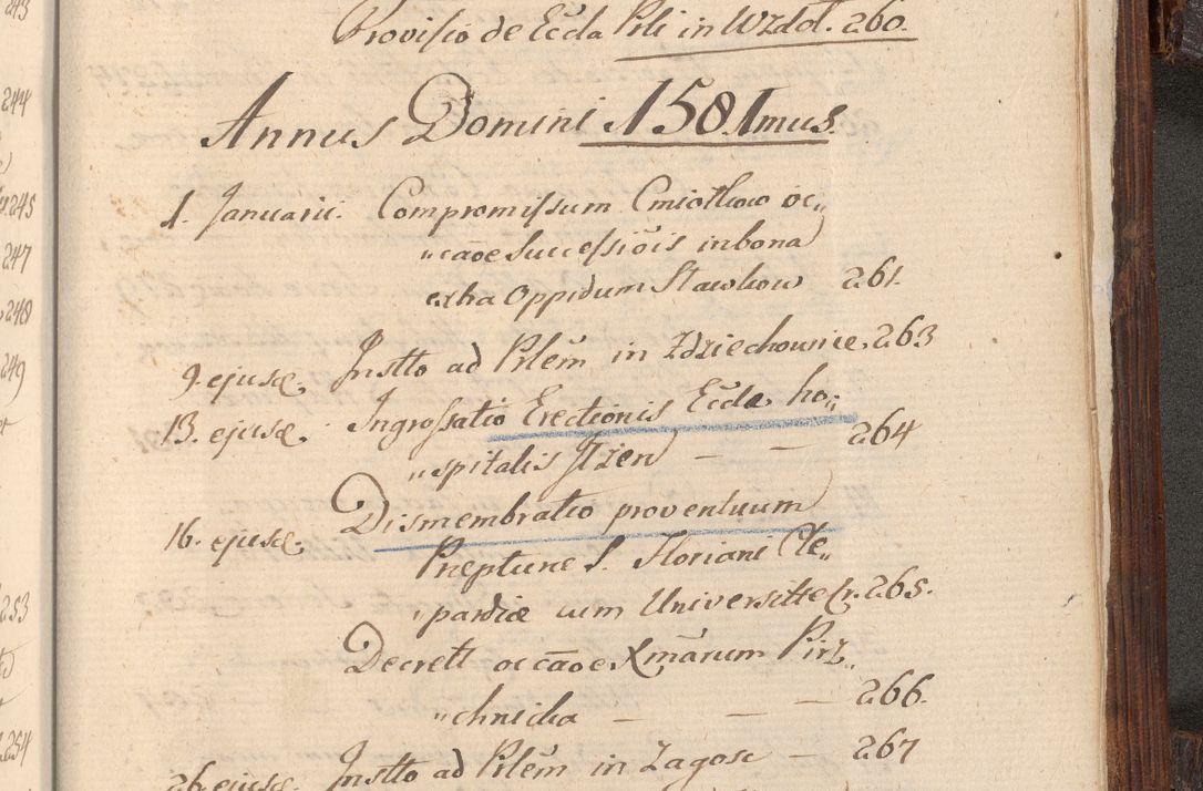 Zdjęcie nr 1116 dla obiektu archiwalnego: Acta actorum, constitutionum, obligationum, resignationum, quietationum tempore R. D. Petr Myszkowski, episcopi Cracoviensis, qui post mortem R. D. Francisci Krasiński, episcopi Cracoviensis solius Dei optimi maximi benignitate, Serenissimi Stephani regis Poloniase favore et clementia ex Plocensi ad Cracoviensem auctoritate Ssmi Gregorii XIII successit ab anno 1577 mense Novembri ad annum 1591 mensem Aprilem successive acticatorum.