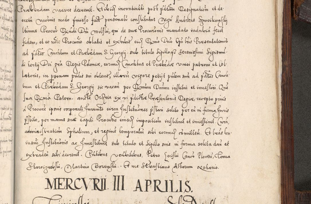 Zdjęcie nr 1100 dla obiektu archiwalnego: Acta actorum, constitutionum, obligationum, resignationum, quietationum tempore R. D. Petr Myszkowski, episcopi Cracoviensis, qui post mortem R. D. Francisci Krasiński, episcopi Cracoviensis solius Dei optimi maximi benignitate, Serenissimi Stephani regis Poloniase favore et clementia ex Plocensi ad Cracoviensem auctoritate Ssmi Gregorii XIII successit ab anno 1577 mense Novembri ad annum 1591 mensem Aprilem successive acticatorum.