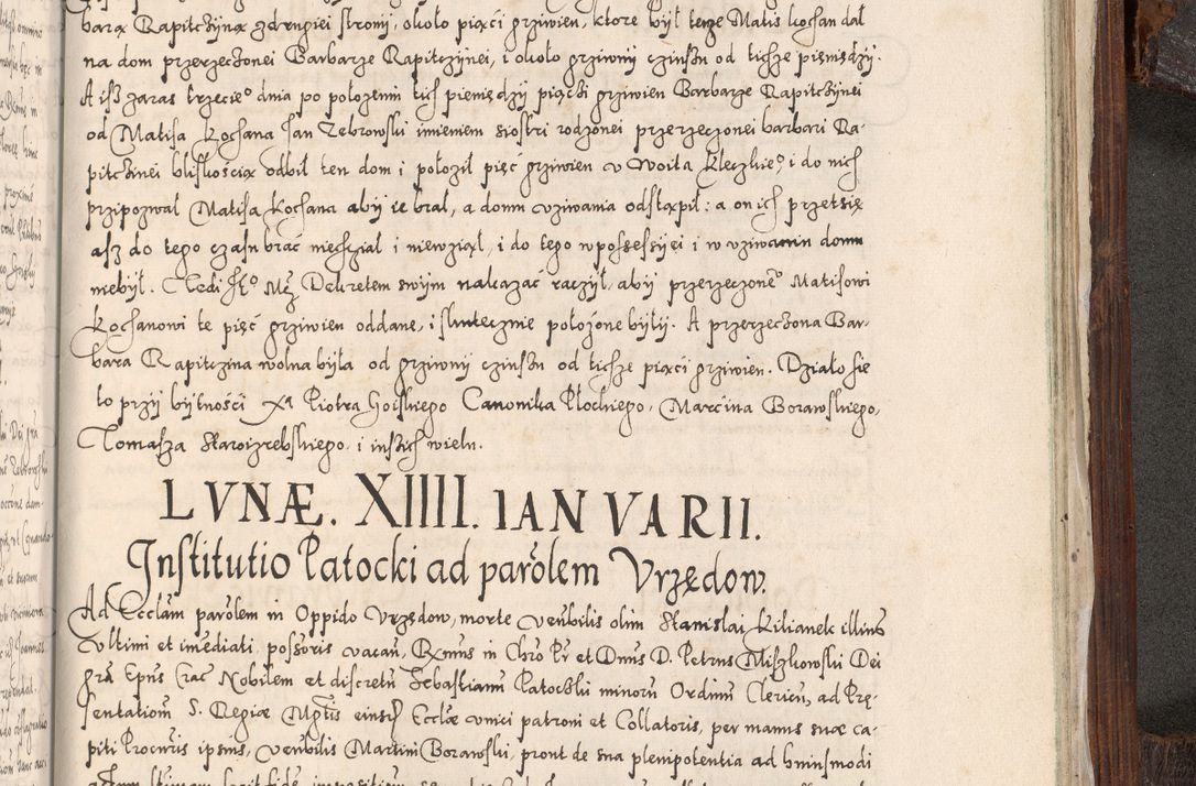 Zdjęcie nr 1058 dla obiektu archiwalnego: Acta actorum, constitutionum, obligationum, resignationum, quietationum tempore R. D. Petr Myszkowski, episcopi Cracoviensis, qui post mortem R. D. Francisci Krasiński, episcopi Cracoviensis solius Dei optimi maximi benignitate, Serenissimi Stephani regis Poloniase favore et clementia ex Plocensi ad Cracoviensem auctoritate Ssmi Gregorii XIII successit ab anno 1577 mense Novembri ad annum 1591 mensem Aprilem successive acticatorum.