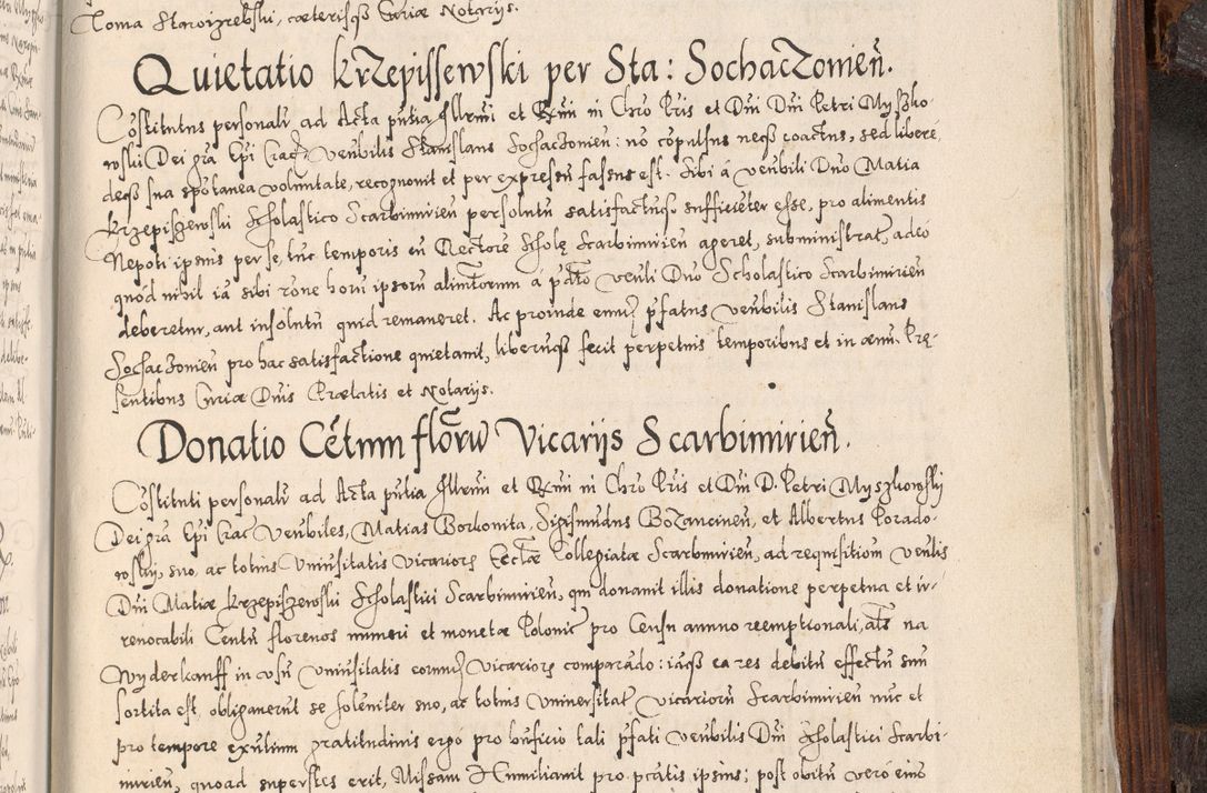 Zdjęcie nr 1048 dla obiektu archiwalnego: Acta actorum, constitutionum, obligationum, resignationum, quietationum tempore R. D. Petr Myszkowski, episcopi Cracoviensis, qui post mortem R. D. Francisci Krasiński, episcopi Cracoviensis solius Dei optimi maximi benignitate, Serenissimi Stephani regis Poloniase favore et clementia ex Plocensi ad Cracoviensem auctoritate Ssmi Gregorii XIII successit ab anno 1577 mense Novembri ad annum 1591 mensem Aprilem successive acticatorum.