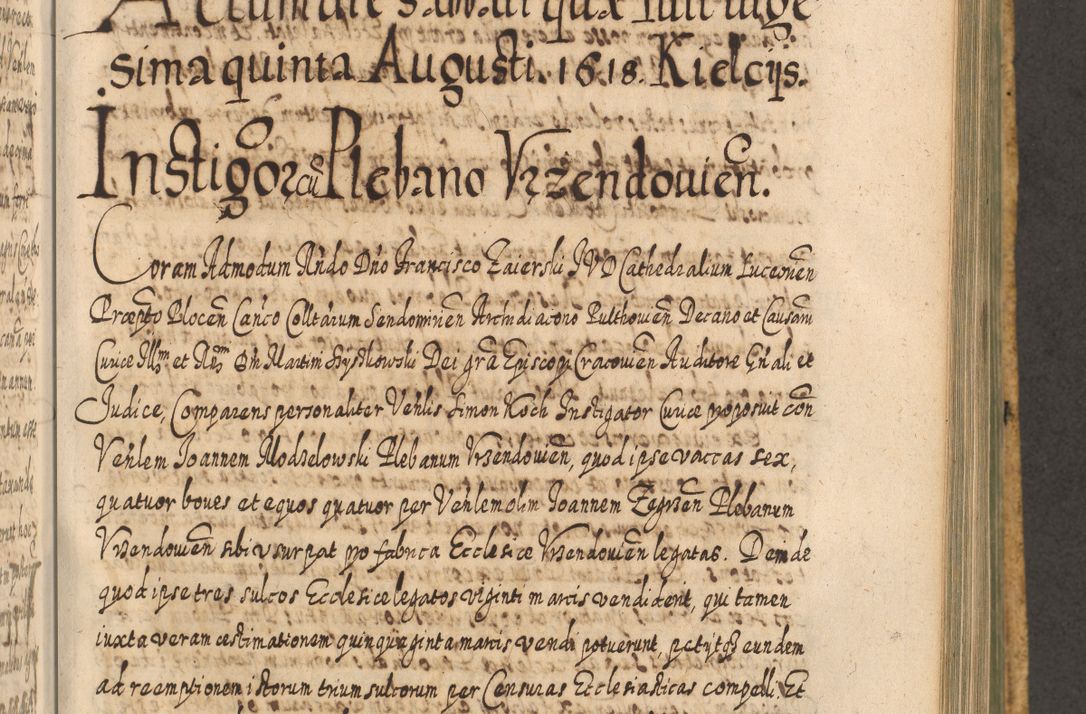 Zdjęcie nr 890 dla obiektu archiwalnego: Acta actorum, causarum spiritualium, civilium, criminalium, obligationum, cessionum, decimarum, testamentorum R. D. Martini Szyszkowski, episcopi Cracoviensis, ducis Severiensis in annis 1617 - 1619. Tomus primus.