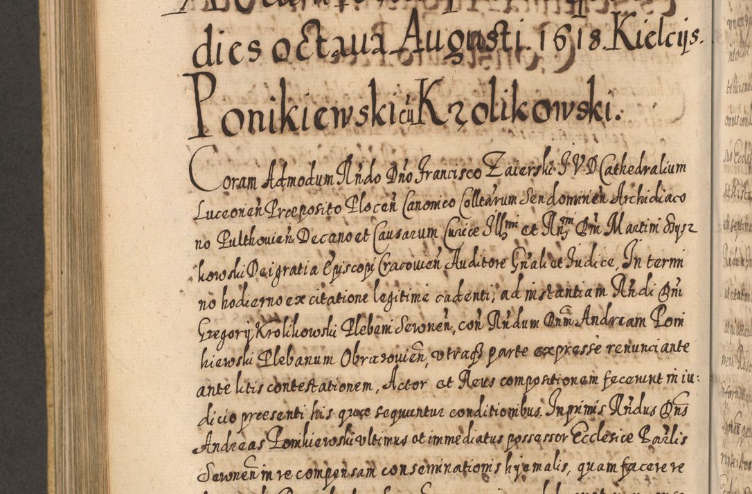 Zdjęcie nr 875 dla obiektu archiwalnego: Acta actorum, causarum spiritualium, civilium, criminalium, obligationum, cessionum, decimarum, testamentorum R. D. Martini Szyszkowski, episcopi Cracoviensis, ducis Severiensis in annis 1617 - 1619. Tomus primus.