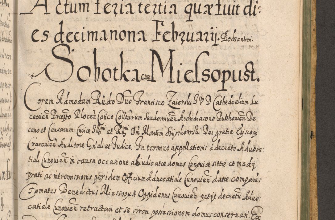 Zdjęcie nr 1199 dla obiektu archiwalnego: Acta actorum, causarum spiritualium, civilium, criminalium, obligationum, cessionum, decimarum, testamentorum R. D. Martini Szyszkowski, episcopi Cracoviensis, ducis Severiensis in annis 1617 - 1619. Tomus primus.