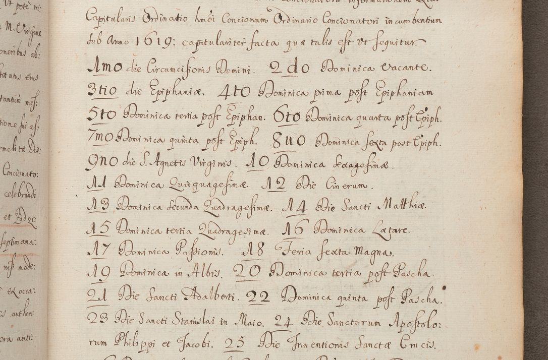 Zdjęcie nr 257 dla obiektu archiwalnego: In Nomine Domini Amen. ACTA VISITATIONIS. Externa sub Anno 1670 in Mense Julio incepta et in Augusto ac aliis Sequentibus eiusdem Anni mensibus per olim Illustrissimum ac Reverendissimum Dominum Andream Trzebicki Episcopum Cracoviensem in Cathedrali Ecclesia peractae, et successive per omnia et singula eiusdem Ecclesiae Sacella seu Capellas continuata atque ad hoc secundum volumen redacta et partim ob pestem Cracoviensem quadriennio grassantem partim ob alia legalia impedimenta quominus eadem Visitatio executa fuerit retardatae Demum morte praefati Illustrissimi et Reverendissimi Andreae Episcopi in Anno 1679 interveniente eadem Acta uti tam posthuma sub felici regimine Illustrissimi et Reverendissimi Domini Joannis Małachowski immediate in eundem Episcopatum succedentes ad effectum et finem executoris Authe. ordinaria in Anno 1682 sunt et fuerunt publicata, atque ideo illis omnibus et singulis quibus interest intimata.  VISITATIO Altarium Ecclesiae Cathedralis Cracoviensis infraspecificatorum circa translationem suorum ministeriorum et unionem Altaribus marmoreis ad quatuor columnas Ecclesiae sitis Anno Domini 1760 Die 17 Mensis Martij peracta. Perillustris Reverendissimus Dominus Hyacinthus Łopacki Canonicus Cathedralis et Archipresbyter Infulatus Cracoviensis Decanus Sandomiriensis a Celsissimo Illustrissimo Reverendissimo Domino Cajetano Ignatio Sołtyk Dei et Apostolicae Sedis Gratia Episcopo Cracoviensi Duce Severiae ad infrascripta delegatus per instrumentum tenoris sequentis ...