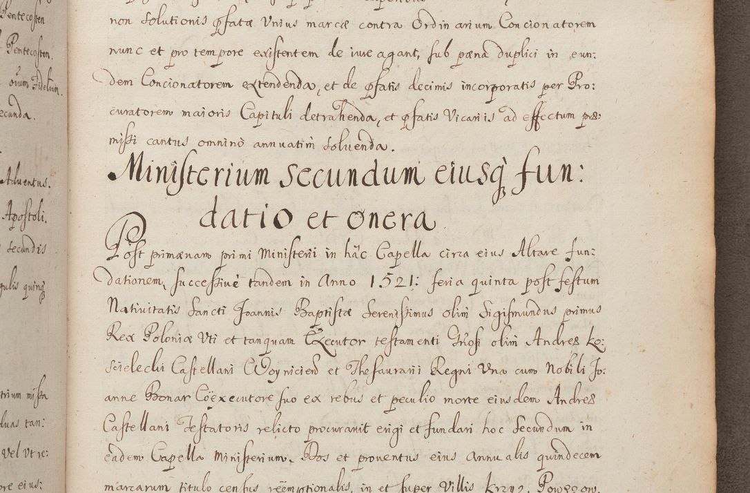 Zdjęcie nr 258 dla obiektu archiwalnego: In Nomine Domini Amen. ACTA VISITATIONIS. Externa sub Anno 1670 in Mense Julio incepta et in Augusto ac aliis Sequentibus eiusdem Anni mensibus per olim Illustrissimum ac Reverendissimum Dominum Andream Trzebicki Episcopum Cracoviensem in Cathedrali Ecclesia peractae, et successive per omnia et singula eiusdem Ecclesiae Sacella seu Capellas continuata atque ad hoc secundum volumen redacta et partim ob pestem Cracoviensem quadriennio grassantem partim ob alia legalia impedimenta quominus eadem Visitatio executa fuerit retardatae Demum morte praefati Illustrissimi et Reverendissimi Andreae Episcopi in Anno 1679 interveniente eadem Acta uti tam posthuma sub felici regimine Illustrissimi et Reverendissimi Domini Joannis Małachowski immediate in eundem Episcopatum succedentes ad effectum et finem executoris Authe. ordinaria in Anno 1682 sunt et fuerunt publicata, atque ideo illis omnibus et singulis quibus interest intimata.  VISITATIO Altarium Ecclesiae Cathedralis Cracoviensis infraspecificatorum circa translationem suorum ministeriorum et unionem Altaribus marmoreis ad quatuor columnas Ecclesiae sitis Anno Domini 1760 Die 17 Mensis Martij peracta. Perillustris Reverendissimus Dominus Hyacinthus Łopacki Canonicus Cathedralis et Archipresbyter Infulatus Cracoviensis Decanus Sandomiriensis a Celsissimo Illustrissimo Reverendissimo Domino Cajetano Ignatio Sołtyk Dei et Apostolicae Sedis Gratia Episcopo Cracoviensi Duce Severiae ad infrascripta delegatus per instrumentum tenoris sequentis ...