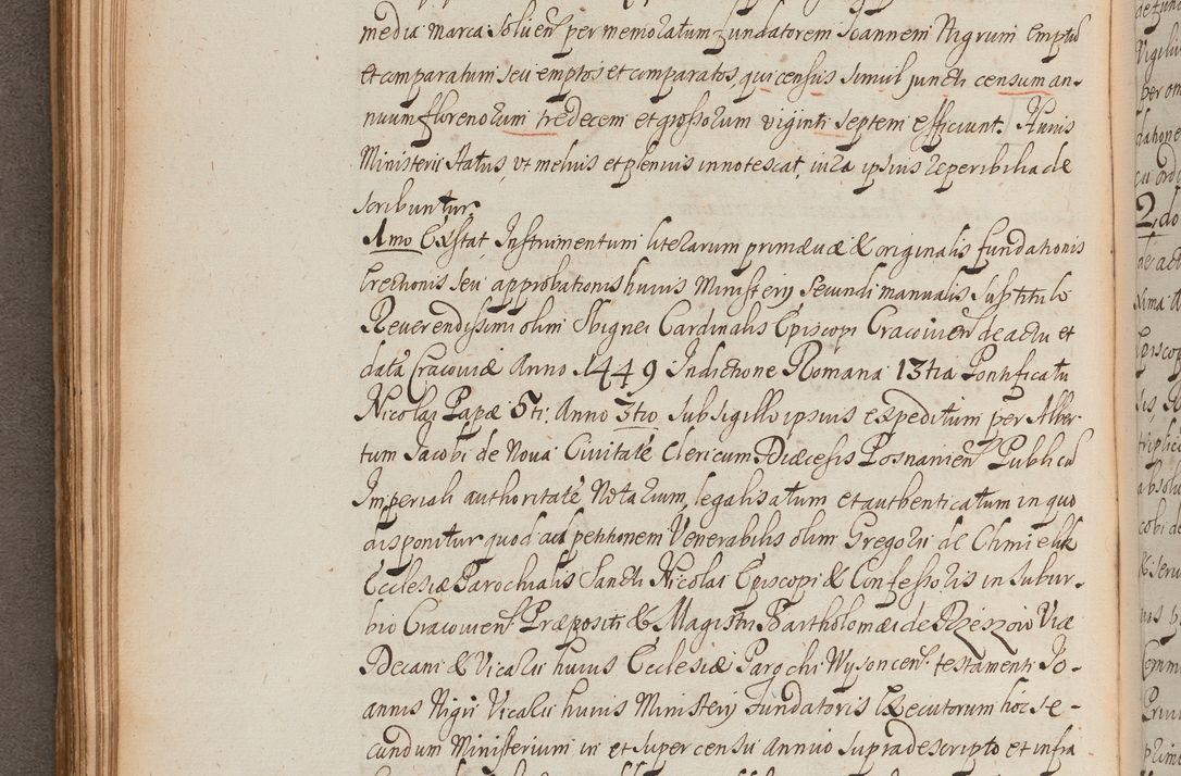Zdjęcie nr 196 dla obiektu archiwalnego: In Nomine Domini Amen. ACTA VISITATIONIS. Externa sub Anno 1670 in Mense Julio incepta et in Augusto ac aliis Sequentibus eiusdem Anni mensibus per olim Illustrissimum ac Reverendissimum Dominum Andream Trzebicki Episcopum Cracoviensem in Cathedrali Ecclesia peractae, et successive per omnia et singula eiusdem Ecclesiae Sacella seu Capellas continuata atque ad hoc secundum volumen redacta et partim ob pestem Cracoviensem quadriennio grassantem partim ob alia legalia impedimenta quominus eadem Visitatio executa fuerit retardatae Demum morte praefati Illustrissimi et Reverendissimi Andreae Episcopi in Anno 1679 interveniente eadem Acta uti tam posthuma sub felici regimine Illustrissimi et Reverendissimi Domini Joannis Małachowski immediate in eundem Episcopatum succedentes ad effectum et finem executoris Authe. ordinaria in Anno 1682 sunt et fuerunt publicata, atque ideo illis omnibus et singulis quibus interest intimata.  VISITATIO Altarium Ecclesiae Cathedralis Cracoviensis infraspecificatorum circa translationem suorum ministeriorum et unionem Altaribus marmoreis ad quatuor columnas Ecclesiae sitis Anno Domini 1760 Die 17 Mensis Martij peracta. Perillustris Reverendissimus Dominus Hyacinthus Łopacki Canonicus Cathedralis et Archipresbyter Infulatus Cracoviensis Decanus Sandomiriensis a Celsissimo Illustrissimo Reverendissimo Domino Cajetano Ignatio Sołtyk Dei et Apostolicae Sedis Gratia Episcopo Cracoviensi Duce Severiae ad infrascripta delegatus per instrumentum tenoris sequentis ...