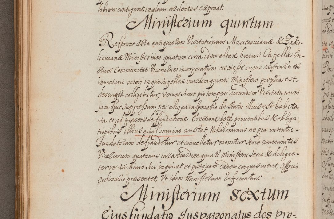 Zdjęcie nr 190 dla obiektu archiwalnego: In Nomine Domini Amen. ACTA VISITATIONIS. Externa sub Anno 1670 in Mense Julio incepta et in Augusto ac aliis Sequentibus eiusdem Anni mensibus per olim Illustrissimum ac Reverendissimum Dominum Andream Trzebicki Episcopum Cracoviensem in Cathedrali Ecclesia peractae, et successive per omnia et singula eiusdem Ecclesiae Sacella seu Capellas continuata atque ad hoc secundum volumen redacta et partim ob pestem Cracoviensem quadriennio grassantem partim ob alia legalia impedimenta quominus eadem Visitatio executa fuerit retardatae Demum morte praefati Illustrissimi et Reverendissimi Andreae Episcopi in Anno 1679 interveniente eadem Acta uti tam posthuma sub felici regimine Illustrissimi et Reverendissimi Domini Joannis Małachowski immediate in eundem Episcopatum succedentes ad effectum et finem executoris Authe. ordinaria in Anno 1682 sunt et fuerunt publicata, atque ideo illis omnibus et singulis quibus interest intimata.  VISITATIO Altarium Ecclesiae Cathedralis Cracoviensis infraspecificatorum circa translationem suorum ministeriorum et unionem Altaribus marmoreis ad quatuor columnas Ecclesiae sitis Anno Domini 1760 Die 17 Mensis Martij peracta. Perillustris Reverendissimus Dominus Hyacinthus Łopacki Canonicus Cathedralis et Archipresbyter Infulatus Cracoviensis Decanus Sandomiriensis a Celsissimo Illustrissimo Reverendissimo Domino Cajetano Ignatio Sołtyk Dei et Apostolicae Sedis Gratia Episcopo Cracoviensi Duce Severiae ad infrascripta delegatus per instrumentum tenoris sequentis ...