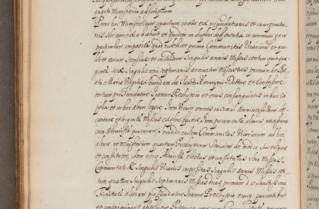 Zdjęcie nr 188 dla obiektu archiwalnego: In Nomine Domini Amen. ACTA VISITATIONIS. Externa sub Anno 1670 in Mense Julio incepta et in Augusto ac aliis Sequentibus eiusdem Anni mensibus per olim Illustrissimum ac Reverendissimum Dominum Andream Trzebicki Episcopum Cracoviensem in Cathedrali Ecclesia peractae, et successive per omnia et singula eiusdem Ecclesiae Sacella seu Capellas continuata atque ad hoc secundum volumen redacta et partim ob pestem Cracoviensem quadriennio grassantem partim ob alia legalia impedimenta quominus eadem Visitatio executa fuerit retardatae Demum morte praefati Illustrissimi et Reverendissimi Andreae Episcopi in Anno 1679 interveniente eadem Acta uti tam posthuma sub felici regimine Illustrissimi et Reverendissimi Domini Joannis Małachowski immediate in eundem Episcopatum succedentes ad effectum et finem executoris Authe. ordinaria in Anno 1682 sunt et fuerunt publicata, atque ideo illis omnibus et singulis quibus interest intimata.  VISITATIO Altarium Ecclesiae Cathedralis Cracoviensis infraspecificatorum circa translationem suorum ministeriorum et unionem Altaribus marmoreis ad quatuor columnas Ecclesiae sitis Anno Domini 1760 Die 17 Mensis Martij peracta. Perillustris Reverendissimus Dominus Hyacinthus Łopacki Canonicus Cathedralis et Archipresbyter Infulatus Cracoviensis Decanus Sandomiriensis a Celsissimo Illustrissimo Reverendissimo Domino Cajetano Ignatio Sołtyk Dei et Apostolicae Sedis Gratia Episcopo Cracoviensi Duce Severiae ad infrascripta delegatus per instrumentum tenoris sequentis ...