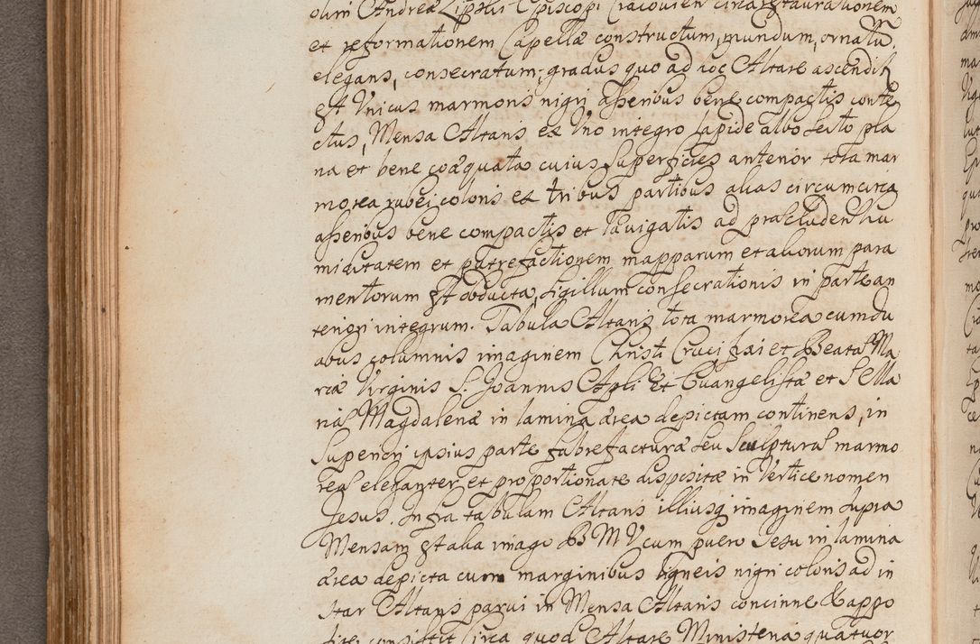 Zdjęcie nr 164 dla obiektu archiwalnego: In Nomine Domini Amen. ACTA VISITATIONIS. Externa sub Anno 1670 in Mense Julio incepta et in Augusto ac aliis Sequentibus eiusdem Anni mensibus per olim Illustrissimum ac Reverendissimum Dominum Andream Trzebicki Episcopum Cracoviensem in Cathedrali Ecclesia peractae, et successive per omnia et singula eiusdem Ecclesiae Sacella seu Capellas continuata atque ad hoc secundum volumen redacta et partim ob pestem Cracoviensem quadriennio grassantem partim ob alia legalia impedimenta quominus eadem Visitatio executa fuerit retardatae Demum morte praefati Illustrissimi et Reverendissimi Andreae Episcopi in Anno 1679 interveniente eadem Acta uti tam posthuma sub felici regimine Illustrissimi et Reverendissimi Domini Joannis Małachowski immediate in eundem Episcopatum succedentes ad effectum et finem executoris Authe. ordinaria in Anno 1682 sunt et fuerunt publicata, atque ideo illis omnibus et singulis quibus interest intimata.  VISITATIO Altarium Ecclesiae Cathedralis Cracoviensis infraspecificatorum circa translationem suorum ministeriorum et unionem Altaribus marmoreis ad quatuor columnas Ecclesiae sitis Anno Domini 1760 Die 17 Mensis Martij peracta. Perillustris Reverendissimus Dominus Hyacinthus Łopacki Canonicus Cathedralis et Archipresbyter Infulatus Cracoviensis Decanus Sandomiriensis a Celsissimo Illustrissimo Reverendissimo Domino Cajetano Ignatio Sołtyk Dei et Apostolicae Sedis Gratia Episcopo Cracoviensi Duce Severiae ad infrascripta delegatus per instrumentum tenoris sequentis ...