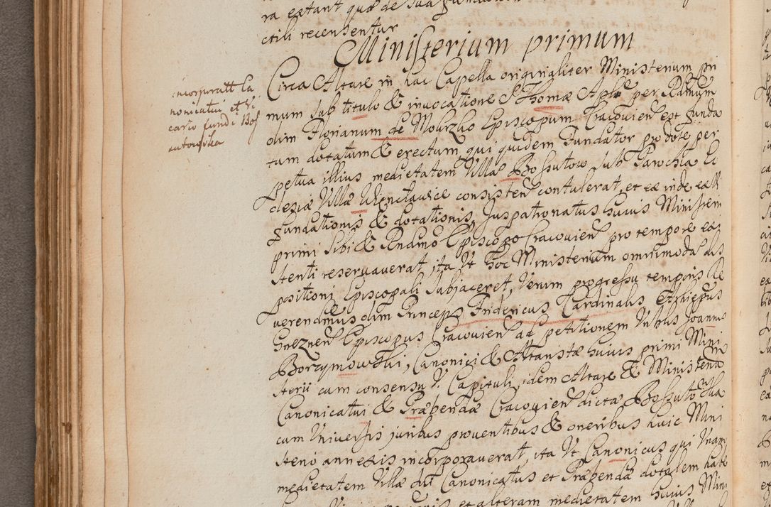 Zdjęcie nr 150 dla obiektu archiwalnego: In Nomine Domini Amen. ACTA VISITATIONIS. Externa sub Anno 1670 in Mense Julio incepta et in Augusto ac aliis Sequentibus eiusdem Anni mensibus per olim Illustrissimum ac Reverendissimum Dominum Andream Trzebicki Episcopum Cracoviensem in Cathedrali Ecclesia peractae, et successive per omnia et singula eiusdem Ecclesiae Sacella seu Capellas continuata atque ad hoc secundum volumen redacta et partim ob pestem Cracoviensem quadriennio grassantem partim ob alia legalia impedimenta quominus eadem Visitatio executa fuerit retardatae Demum morte praefati Illustrissimi et Reverendissimi Andreae Episcopi in Anno 1679 interveniente eadem Acta uti tam posthuma sub felici regimine Illustrissimi et Reverendissimi Domini Joannis Małachowski immediate in eundem Episcopatum succedentes ad effectum et finem executoris Authe. ordinaria in Anno 1682 sunt et fuerunt publicata, atque ideo illis omnibus et singulis quibus interest intimata.  VISITATIO Altarium Ecclesiae Cathedralis Cracoviensis infraspecificatorum circa translationem suorum ministeriorum et unionem Altaribus marmoreis ad quatuor columnas Ecclesiae sitis Anno Domini 1760 Die 17 Mensis Martij peracta. Perillustris Reverendissimus Dominus Hyacinthus Łopacki Canonicus Cathedralis et Archipresbyter Infulatus Cracoviensis Decanus Sandomiriensis a Celsissimo Illustrissimo Reverendissimo Domino Cajetano Ignatio Sołtyk Dei et Apostolicae Sedis Gratia Episcopo Cracoviensi Duce Severiae ad infrascripta delegatus per instrumentum tenoris sequentis ...