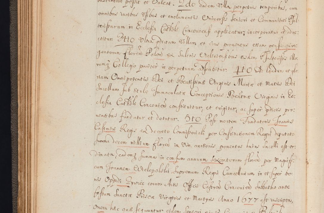 Zdjęcie nr 67 dla obiektu archiwalnego: In Nomine Domini Amen. ACTA VISITATIONIS. Externa sub Anno 1670 in Mense Julio incepta et in Augusto ac aliis Sequentibus eiusdem Anni mensibus per olim Illustrissimum ac Reverendissimum Dominum Andream Trzebicki Episcopum Cracoviensem in Cathedrali Ecclesia peractae, et successive per omnia et singula eiusdem Ecclesiae Sacella seu Capellas continuata atque ad hoc secundum volumen redacta et partim ob pestem Cracoviensem quadriennio grassantem partim ob alia legalia impedimenta quominus eadem Visitatio executa fuerit retardatae Demum morte praefati Illustrissimi et Reverendissimi Andreae Episcopi in Anno 1679 interveniente eadem Acta uti tam posthuma sub felici regimine Illustrissimi et Reverendissimi Domini Joannis Małachowski immediate in eundem Episcopatum succedentes ad effectum et finem executoris Authe. ordinaria in Anno 1682 sunt et fuerunt publicata, atque ideo illis omnibus et singulis quibus interest intimata.  VISITATIO Altarium Ecclesiae Cathedralis Cracoviensis infraspecificatorum circa translationem suorum ministeriorum et unionem Altaribus marmoreis ad quatuor columnas Ecclesiae sitis Anno Domini 1760 Die 17 Mensis Martij peracta. Perillustris Reverendissimus Dominus Hyacinthus Łopacki Canonicus Cathedralis et Archipresbyter Infulatus Cracoviensis Decanus Sandomiriensis a Celsissimo Illustrissimo Reverendissimo Domino Cajetano Ignatio Sołtyk Dei et Apostolicae Sedis Gratia Episcopo Cracoviensi Duce Severiae ad infrascripta delegatus per instrumentum tenoris sequentis ...