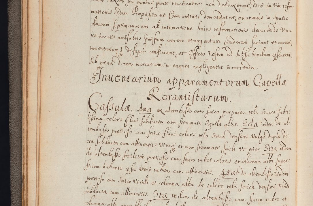Zdjęcie nr 38 dla obiektu archiwalnego: In Nomine Domini Amen. ACTA VISITATIONIS. Externa sub Anno 1670 in Mense Julio incepta et in Augusto ac aliis Sequentibus eiusdem Anni mensibus per olim Illustrissimum ac Reverendissimum Dominum Andream Trzebicki Episcopum Cracoviensem in Cathedrali Ecclesia peractae, et successive per omnia et singula eiusdem Ecclesiae Sacella seu Capellas continuata atque ad hoc secundum volumen redacta et partim ob pestem Cracoviensem quadriennio grassantem partim ob alia legalia impedimenta quominus eadem Visitatio executa fuerit retardatae Demum morte praefati Illustrissimi et Reverendissimi Andreae Episcopi in Anno 1679 interveniente eadem Acta uti tam posthuma sub felici regimine Illustrissimi et Reverendissimi Domini Joannis Małachowski immediate in eundem Episcopatum succedentes ad effectum et finem executoris Authe. ordinaria in Anno 1682 sunt et fuerunt publicata, atque ideo illis omnibus et singulis quibus interest intimata.  VISITATIO Altarium Ecclesiae Cathedralis Cracoviensis infraspecificatorum circa translationem suorum ministeriorum et unionem Altaribus marmoreis ad quatuor columnas Ecclesiae sitis Anno Domini 1760 Die 17 Mensis Martij peracta. Perillustris Reverendissimus Dominus Hyacinthus Łopacki Canonicus Cathedralis et Archipresbyter Infulatus Cracoviensis Decanus Sandomiriensis a Celsissimo Illustrissimo Reverendissimo Domino Cajetano Ignatio Sołtyk Dei et Apostolicae Sedis Gratia Episcopo Cracoviensi Duce Severiae ad infrascripta delegatus per instrumentum tenoris sequentis ...