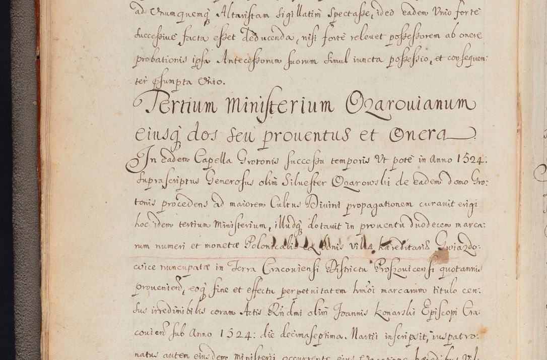 Zdjęcie nr 20 dla obiektu archiwalnego: In Nomine Domini Amen. ACTA VISITATIONIS. Externa sub Anno 1670 in Mense Julio incepta et in Augusto ac aliis Sequentibus eiusdem Anni mensibus per olim Illustrissimum ac Reverendissimum Dominum Andream Trzebicki Episcopum Cracoviensem in Cathedrali Ecclesia peractae, et successive per omnia et singula eiusdem Ecclesiae Sacella seu Capellas continuata atque ad hoc secundum volumen redacta et partim ob pestem Cracoviensem quadriennio grassantem partim ob alia legalia impedimenta quominus eadem Visitatio executa fuerit retardatae Demum morte praefati Illustrissimi et Reverendissimi Andreae Episcopi in Anno 1679 interveniente eadem Acta uti tam posthuma sub felici regimine Illustrissimi et Reverendissimi Domini Joannis Małachowski immediate in eundem Episcopatum succedentes ad effectum et finem executoris Authe. ordinaria in Anno 1682 sunt et fuerunt publicata, atque ideo illis omnibus et singulis quibus interest intimata.  VISITATIO Altarium Ecclesiae Cathedralis Cracoviensis infraspecificatorum circa translationem suorum ministeriorum et unionem Altaribus marmoreis ad quatuor columnas Ecclesiae sitis Anno Domini 1760 Die 17 Mensis Martij peracta. Perillustris Reverendissimus Dominus Hyacinthus Łopacki Canonicus Cathedralis et Archipresbyter Infulatus Cracoviensis Decanus Sandomiriensis a Celsissimo Illustrissimo Reverendissimo Domino Cajetano Ignatio Sołtyk Dei et Apostolicae Sedis Gratia Episcopo Cracoviensi Duce Severiae ad infrascripta delegatus per instrumentum tenoris sequentis ...