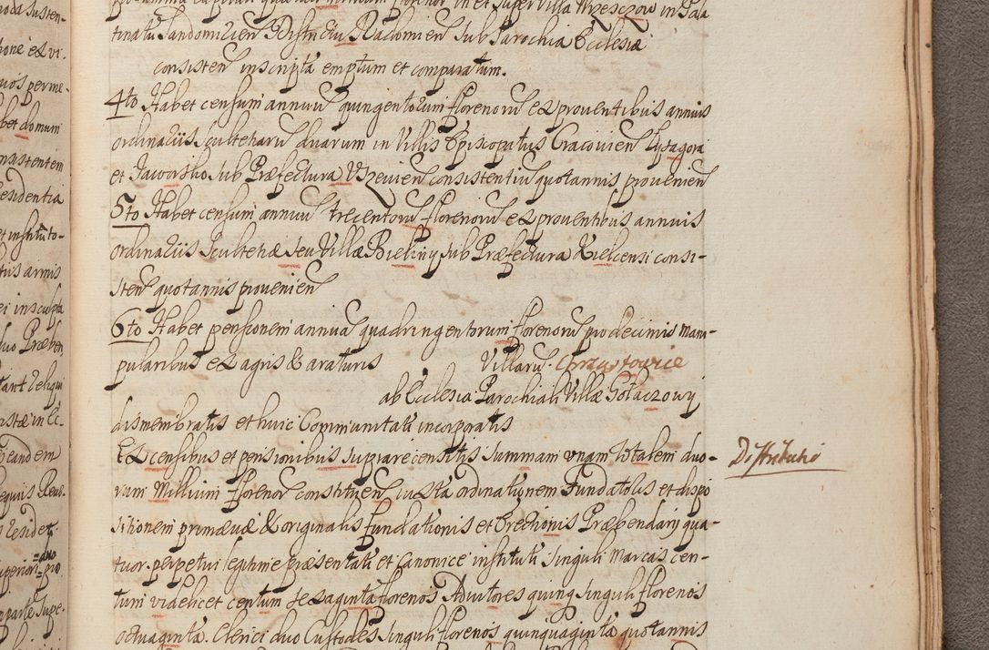 Zdjęcie nr 449 dla obiektu archiwalnego: In Nomine Domini Amen. ACTA VISITATIONIS. Externa sub Anno 1670 in Mense Julio incepta et in Augusto ac aliis Sequentibus eiusdem Anni mensibus per olim Illustrissimum ac Reverendissimum Dominum Andream Trzebicki Episcopum Cracoviensem in Cathedrali Ecclesia peractae, et successive per omnia et singula eiusdem Ecclesiae Sacella seu Capellas continuata atque ad hoc secundum volumen redacta et partim ob pestem Cracoviensem quadriennio grassantem partim ob alia legalia impedimenta quominus eadem Visitatio executa fuerit retardatae Demum morte praefati Illustrissimi et Reverendissimi Andreae Episcopi in Anno 1679 interveniente eadem Acta uti tam posthuma sub felici regimine Illustrissimi et Reverendissimi Domini Joannis Małachowski immediate in eundem Episcopatum succedentes ad effectum et finem executoris Authe. ordinaria in Anno 1682 sunt et fuerunt publicata, atque ideo illis omnibus et singulis quibus interest intimata.  VISITATIO Altarium Ecclesiae Cathedralis Cracoviensis infraspecificatorum circa translationem suorum ministeriorum et unionem Altaribus marmoreis ad quatuor columnas Ecclesiae sitis Anno Domini 1760 Die 17 Mensis Martij peracta. Perillustris Reverendissimus Dominus Hyacinthus Łopacki Canonicus Cathedralis et Archipresbyter Infulatus Cracoviensis Decanus Sandomiriensis a Celsissimo Illustrissimo Reverendissimo Domino Cajetano Ignatio Sołtyk Dei et Apostolicae Sedis Gratia Episcopo Cracoviensi Duce Severiae ad infrascripta delegatus per instrumentum tenoris sequentis ...