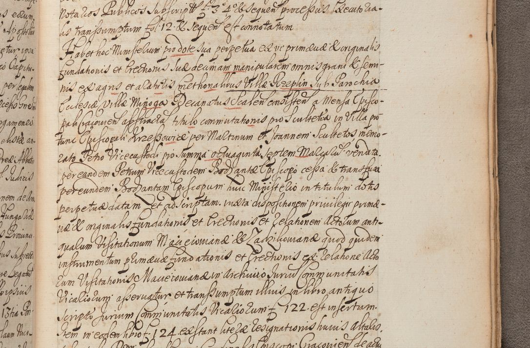 Zdjęcie nr 442 dla obiektu archiwalnego: In Nomine Domini Amen. ACTA VISITATIONIS. Externa sub Anno 1670 in Mense Julio incepta et in Augusto ac aliis Sequentibus eiusdem Anni mensibus per olim Illustrissimum ac Reverendissimum Dominum Andream Trzebicki Episcopum Cracoviensem in Cathedrali Ecclesia peractae, et successive per omnia et singula eiusdem Ecclesiae Sacella seu Capellas continuata atque ad hoc secundum volumen redacta et partim ob pestem Cracoviensem quadriennio grassantem partim ob alia legalia impedimenta quominus eadem Visitatio executa fuerit retardatae Demum morte praefati Illustrissimi et Reverendissimi Andreae Episcopi in Anno 1679 interveniente eadem Acta uti tam posthuma sub felici regimine Illustrissimi et Reverendissimi Domini Joannis Małachowski immediate in eundem Episcopatum succedentes ad effectum et finem executoris Authe. ordinaria in Anno 1682 sunt et fuerunt publicata, atque ideo illis omnibus et singulis quibus interest intimata.  VISITATIO Altarium Ecclesiae Cathedralis Cracoviensis infraspecificatorum circa translationem suorum ministeriorum et unionem Altaribus marmoreis ad quatuor columnas Ecclesiae sitis Anno Domini 1760 Die 17 Mensis Martij peracta. Perillustris Reverendissimus Dominus Hyacinthus Łopacki Canonicus Cathedralis et Archipresbyter Infulatus Cracoviensis Decanus Sandomiriensis a Celsissimo Illustrissimo Reverendissimo Domino Cajetano Ignatio Sołtyk Dei et Apostolicae Sedis Gratia Episcopo Cracoviensi Duce Severiae ad infrascripta delegatus per instrumentum tenoris sequentis ...