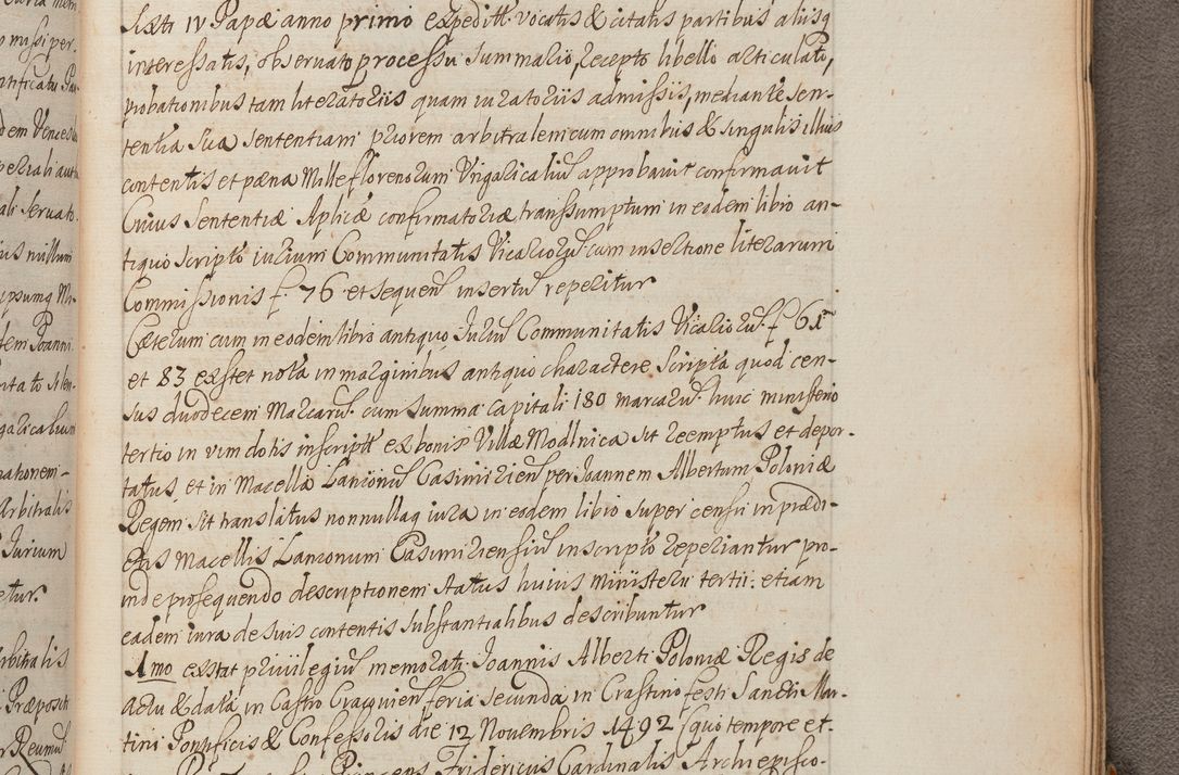 Zdjęcie nr 435 dla obiektu archiwalnego: In Nomine Domini Amen. ACTA VISITATIONIS. Externa sub Anno 1670 in Mense Julio incepta et in Augusto ac aliis Sequentibus eiusdem Anni mensibus per olim Illustrissimum ac Reverendissimum Dominum Andream Trzebicki Episcopum Cracoviensem in Cathedrali Ecclesia peractae, et successive per omnia et singula eiusdem Ecclesiae Sacella seu Capellas continuata atque ad hoc secundum volumen redacta et partim ob pestem Cracoviensem quadriennio grassantem partim ob alia legalia impedimenta quominus eadem Visitatio executa fuerit retardatae Demum morte praefati Illustrissimi et Reverendissimi Andreae Episcopi in Anno 1679 interveniente eadem Acta uti tam posthuma sub felici regimine Illustrissimi et Reverendissimi Domini Joannis Małachowski immediate in eundem Episcopatum succedentes ad effectum et finem executoris Authe. ordinaria in Anno 1682 sunt et fuerunt publicata, atque ideo illis omnibus et singulis quibus interest intimata.  VISITATIO Altarium Ecclesiae Cathedralis Cracoviensis infraspecificatorum circa translationem suorum ministeriorum et unionem Altaribus marmoreis ad quatuor columnas Ecclesiae sitis Anno Domini 1760 Die 17 Mensis Martij peracta. Perillustris Reverendissimus Dominus Hyacinthus Łopacki Canonicus Cathedralis et Archipresbyter Infulatus Cracoviensis Decanus Sandomiriensis a Celsissimo Illustrissimo Reverendissimo Domino Cajetano Ignatio Sołtyk Dei et Apostolicae Sedis Gratia Episcopo Cracoviensi Duce Severiae ad infrascripta delegatus per instrumentum tenoris sequentis ...