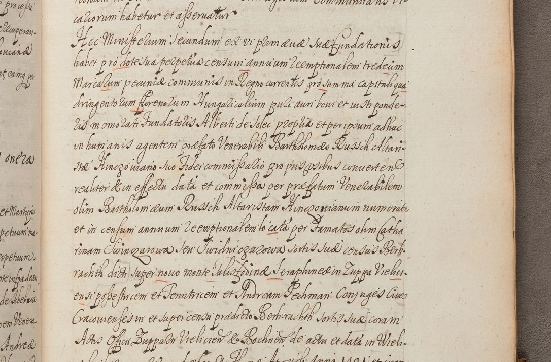 Zdjęcie nr 415 dla obiektu archiwalnego: In Nomine Domini Amen. ACTA VISITATIONIS. Externa sub Anno 1670 in Mense Julio incepta et in Augusto ac aliis Sequentibus eiusdem Anni mensibus per olim Illustrissimum ac Reverendissimum Dominum Andream Trzebicki Episcopum Cracoviensem in Cathedrali Ecclesia peractae, et successive per omnia et singula eiusdem Ecclesiae Sacella seu Capellas continuata atque ad hoc secundum volumen redacta et partim ob pestem Cracoviensem quadriennio grassantem partim ob alia legalia impedimenta quominus eadem Visitatio executa fuerit retardatae Demum morte praefati Illustrissimi et Reverendissimi Andreae Episcopi in Anno 1679 interveniente eadem Acta uti tam posthuma sub felici regimine Illustrissimi et Reverendissimi Domini Joannis Małachowski immediate in eundem Episcopatum succedentes ad effectum et finem executoris Authe. ordinaria in Anno 1682 sunt et fuerunt publicata, atque ideo illis omnibus et singulis quibus interest intimata.  VISITATIO Altarium Ecclesiae Cathedralis Cracoviensis infraspecificatorum circa translationem suorum ministeriorum et unionem Altaribus marmoreis ad quatuor columnas Ecclesiae sitis Anno Domini 1760 Die 17 Mensis Martij peracta. Perillustris Reverendissimus Dominus Hyacinthus Łopacki Canonicus Cathedralis et Archipresbyter Infulatus Cracoviensis Decanus Sandomiriensis a Celsissimo Illustrissimo Reverendissimo Domino Cajetano Ignatio Sołtyk Dei et Apostolicae Sedis Gratia Episcopo Cracoviensi Duce Severiae ad infrascripta delegatus per instrumentum tenoris sequentis ...