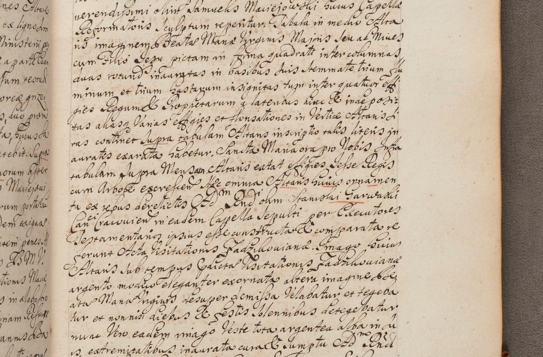 Zdjęcie nr 381 dla obiektu archiwalnego: In Nomine Domini Amen. ACTA VISITATIONIS. Externa sub Anno 1670 in Mense Julio incepta et in Augusto ac aliis Sequentibus eiusdem Anni mensibus per olim Illustrissimum ac Reverendissimum Dominum Andream Trzebicki Episcopum Cracoviensem in Cathedrali Ecclesia peractae, et successive per omnia et singula eiusdem Ecclesiae Sacella seu Capellas continuata atque ad hoc secundum volumen redacta et partim ob pestem Cracoviensem quadriennio grassantem partim ob alia legalia impedimenta quominus eadem Visitatio executa fuerit retardatae Demum morte praefati Illustrissimi et Reverendissimi Andreae Episcopi in Anno 1679 interveniente eadem Acta uti tam posthuma sub felici regimine Illustrissimi et Reverendissimi Domini Joannis Małachowski immediate in eundem Episcopatum succedentes ad effectum et finem executoris Authe. ordinaria in Anno 1682 sunt et fuerunt publicata, atque ideo illis omnibus et singulis quibus interest intimata.  VISITATIO Altarium Ecclesiae Cathedralis Cracoviensis infraspecificatorum circa translationem suorum ministeriorum et unionem Altaribus marmoreis ad quatuor columnas Ecclesiae sitis Anno Domini 1760 Die 17 Mensis Martij peracta. Perillustris Reverendissimus Dominus Hyacinthus Łopacki Canonicus Cathedralis et Archipresbyter Infulatus Cracoviensis Decanus Sandomiriensis a Celsissimo Illustrissimo Reverendissimo Domino Cajetano Ignatio Sołtyk Dei et Apostolicae Sedis Gratia Episcopo Cracoviensi Duce Severiae ad infrascripta delegatus per instrumentum tenoris sequentis ...