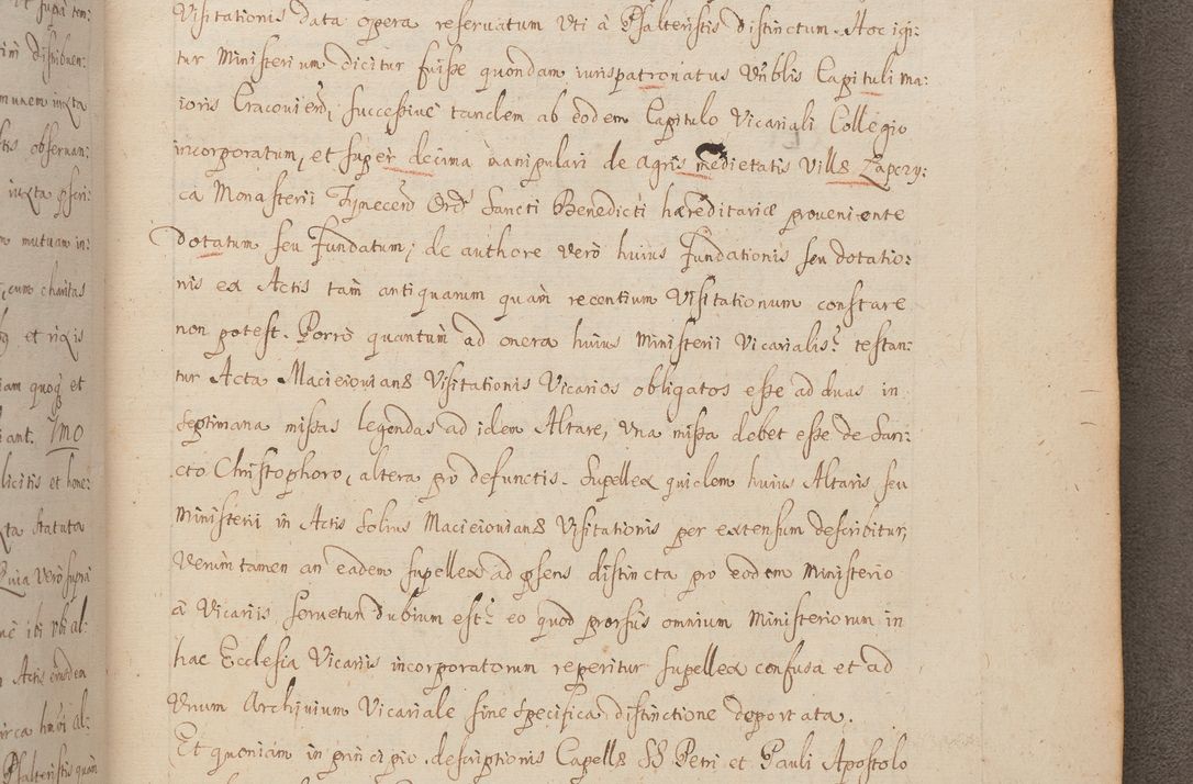 Zdjęcie nr 311 dla obiektu archiwalnego: In Nomine Domini Amen. ACTA VISITATIONIS. Externa sub Anno 1670 in Mense Julio incepta et in Augusto ac aliis Sequentibus eiusdem Anni mensibus per olim Illustrissimum ac Reverendissimum Dominum Andream Trzebicki Episcopum Cracoviensem in Cathedrali Ecclesia peractae, et successive per omnia et singula eiusdem Ecclesiae Sacella seu Capellas continuata atque ad hoc secundum volumen redacta et partim ob pestem Cracoviensem quadriennio grassantem partim ob alia legalia impedimenta quominus eadem Visitatio executa fuerit retardatae Demum morte praefati Illustrissimi et Reverendissimi Andreae Episcopi in Anno 1679 interveniente eadem Acta uti tam posthuma sub felici regimine Illustrissimi et Reverendissimi Domini Joannis Małachowski immediate in eundem Episcopatum succedentes ad effectum et finem executoris Authe. ordinaria in Anno 1682 sunt et fuerunt publicata, atque ideo illis omnibus et singulis quibus interest intimata.  VISITATIO Altarium Ecclesiae Cathedralis Cracoviensis infraspecificatorum circa translationem suorum ministeriorum et unionem Altaribus marmoreis ad quatuor columnas Ecclesiae sitis Anno Domini 1760 Die 17 Mensis Martij peracta. Perillustris Reverendissimus Dominus Hyacinthus Łopacki Canonicus Cathedralis et Archipresbyter Infulatus Cracoviensis Decanus Sandomiriensis a Celsissimo Illustrissimo Reverendissimo Domino Cajetano Ignatio Sołtyk Dei et Apostolicae Sedis Gratia Episcopo Cracoviensi Duce Severiae ad infrascripta delegatus per instrumentum tenoris sequentis ...