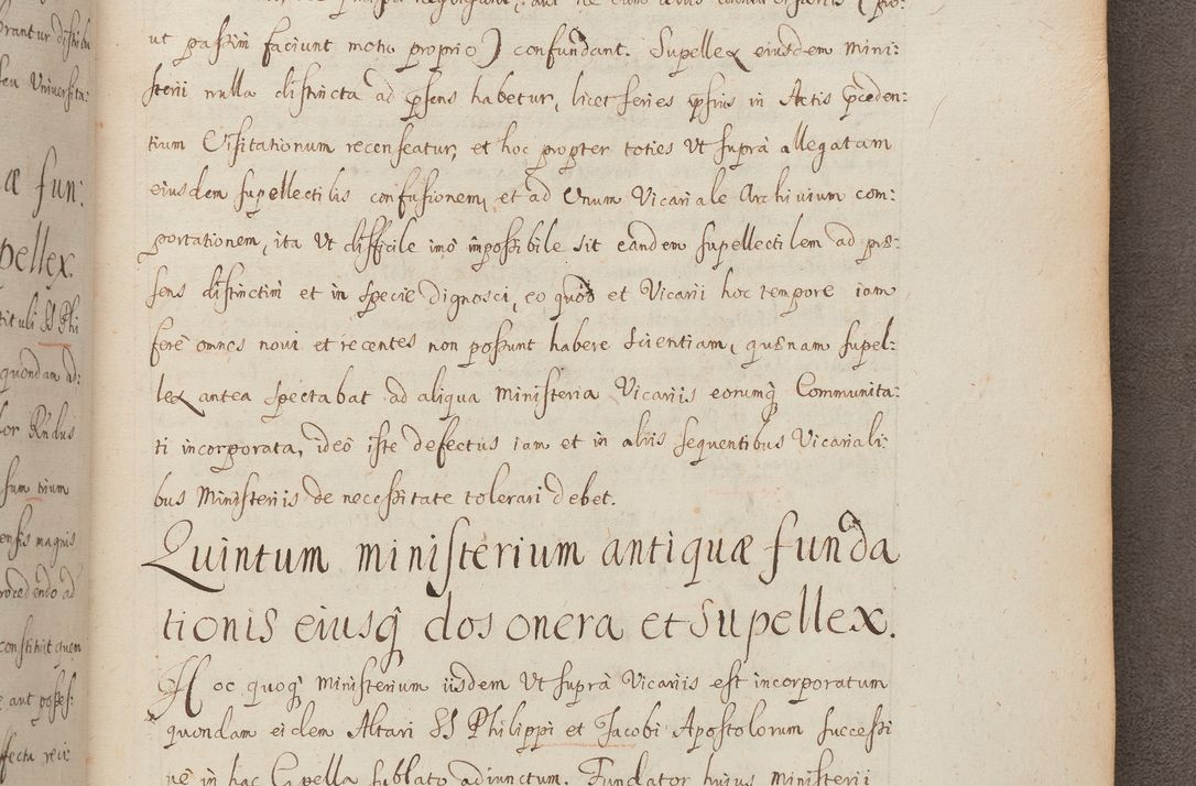 Zdjęcie nr 295 dla obiektu archiwalnego: In Nomine Domini Amen. ACTA VISITATIONIS. Externa sub Anno 1670 in Mense Julio incepta et in Augusto ac aliis Sequentibus eiusdem Anni mensibus per olim Illustrissimum ac Reverendissimum Dominum Andream Trzebicki Episcopum Cracoviensem in Cathedrali Ecclesia peractae, et successive per omnia et singula eiusdem Ecclesiae Sacella seu Capellas continuata atque ad hoc secundum volumen redacta et partim ob pestem Cracoviensem quadriennio grassantem partim ob alia legalia impedimenta quominus eadem Visitatio executa fuerit retardatae Demum morte praefati Illustrissimi et Reverendissimi Andreae Episcopi in Anno 1679 interveniente eadem Acta uti tam posthuma sub felici regimine Illustrissimi et Reverendissimi Domini Joannis Małachowski immediate in eundem Episcopatum succedentes ad effectum et finem executoris Authe. ordinaria in Anno 1682 sunt et fuerunt publicata, atque ideo illis omnibus et singulis quibus interest intimata.  VISITATIO Altarium Ecclesiae Cathedralis Cracoviensis infraspecificatorum circa translationem suorum ministeriorum et unionem Altaribus marmoreis ad quatuor columnas Ecclesiae sitis Anno Domini 1760 Die 17 Mensis Martij peracta. Perillustris Reverendissimus Dominus Hyacinthus Łopacki Canonicus Cathedralis et Archipresbyter Infulatus Cracoviensis Decanus Sandomiriensis a Celsissimo Illustrissimo Reverendissimo Domino Cajetano Ignatio Sołtyk Dei et Apostolicae Sedis Gratia Episcopo Cracoviensi Duce Severiae ad infrascripta delegatus per instrumentum tenoris sequentis ...