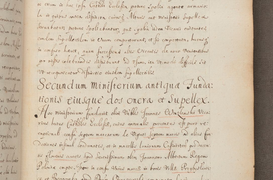 Zdjęcie nr 293 dla obiektu archiwalnego: In Nomine Domini Amen. ACTA VISITATIONIS. Externa sub Anno 1670 in Mense Julio incepta et in Augusto ac aliis Sequentibus eiusdem Anni mensibus per olim Illustrissimum ac Reverendissimum Dominum Andream Trzebicki Episcopum Cracoviensem in Cathedrali Ecclesia peractae, et successive per omnia et singula eiusdem Ecclesiae Sacella seu Capellas continuata atque ad hoc secundum volumen redacta et partim ob pestem Cracoviensem quadriennio grassantem partim ob alia legalia impedimenta quominus eadem Visitatio executa fuerit retardatae Demum morte praefati Illustrissimi et Reverendissimi Andreae Episcopi in Anno 1679 interveniente eadem Acta uti tam posthuma sub felici regimine Illustrissimi et Reverendissimi Domini Joannis Małachowski immediate in eundem Episcopatum succedentes ad effectum et finem executoris Authe. ordinaria in Anno 1682 sunt et fuerunt publicata, atque ideo illis omnibus et singulis quibus interest intimata.  VISITATIO Altarium Ecclesiae Cathedralis Cracoviensis infraspecificatorum circa translationem suorum ministeriorum et unionem Altaribus marmoreis ad quatuor columnas Ecclesiae sitis Anno Domini 1760 Die 17 Mensis Martij peracta. Perillustris Reverendissimus Dominus Hyacinthus Łopacki Canonicus Cathedralis et Archipresbyter Infulatus Cracoviensis Decanus Sandomiriensis a Celsissimo Illustrissimo Reverendissimo Domino Cajetano Ignatio Sołtyk Dei et Apostolicae Sedis Gratia Episcopo Cracoviensi Duce Severiae ad infrascripta delegatus per instrumentum tenoris sequentis ...