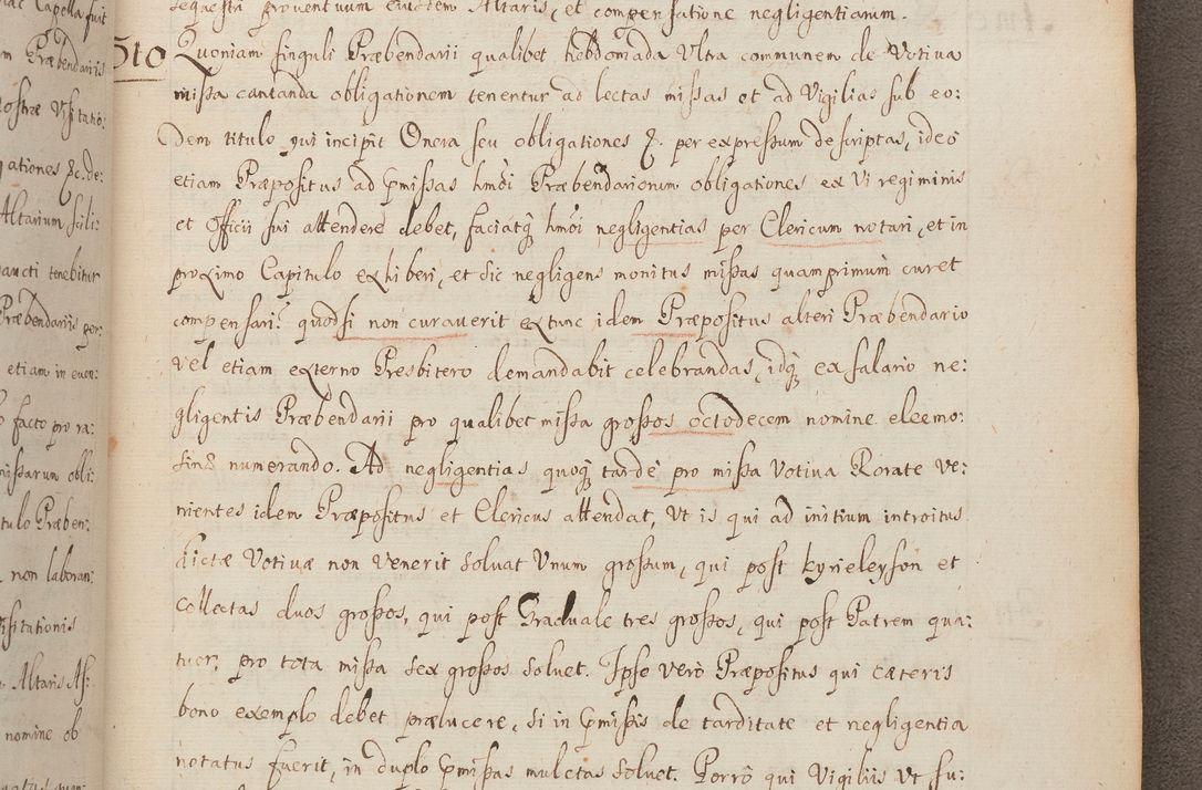 Zdjęcie nr 281 dla obiektu archiwalnego: In Nomine Domini Amen. ACTA VISITATIONIS. Externa sub Anno 1670 in Mense Julio incepta et in Augusto ac aliis Sequentibus eiusdem Anni mensibus per olim Illustrissimum ac Reverendissimum Dominum Andream Trzebicki Episcopum Cracoviensem in Cathedrali Ecclesia peractae, et successive per omnia et singula eiusdem Ecclesiae Sacella seu Capellas continuata atque ad hoc secundum volumen redacta et partim ob pestem Cracoviensem quadriennio grassantem partim ob alia legalia impedimenta quominus eadem Visitatio executa fuerit retardatae Demum morte praefati Illustrissimi et Reverendissimi Andreae Episcopi in Anno 1679 interveniente eadem Acta uti tam posthuma sub felici regimine Illustrissimi et Reverendissimi Domini Joannis Małachowski immediate in eundem Episcopatum succedentes ad effectum et finem executoris Authe. ordinaria in Anno 1682 sunt et fuerunt publicata, atque ideo illis omnibus et singulis quibus interest intimata.  VISITATIO Altarium Ecclesiae Cathedralis Cracoviensis infraspecificatorum circa translationem suorum ministeriorum et unionem Altaribus marmoreis ad quatuor columnas Ecclesiae sitis Anno Domini 1760 Die 17 Mensis Martij peracta. Perillustris Reverendissimus Dominus Hyacinthus Łopacki Canonicus Cathedralis et Archipresbyter Infulatus Cracoviensis Decanus Sandomiriensis a Celsissimo Illustrissimo Reverendissimo Domino Cajetano Ignatio Sołtyk Dei et Apostolicae Sedis Gratia Episcopo Cracoviensi Duce Severiae ad infrascripta delegatus per instrumentum tenoris sequentis ...