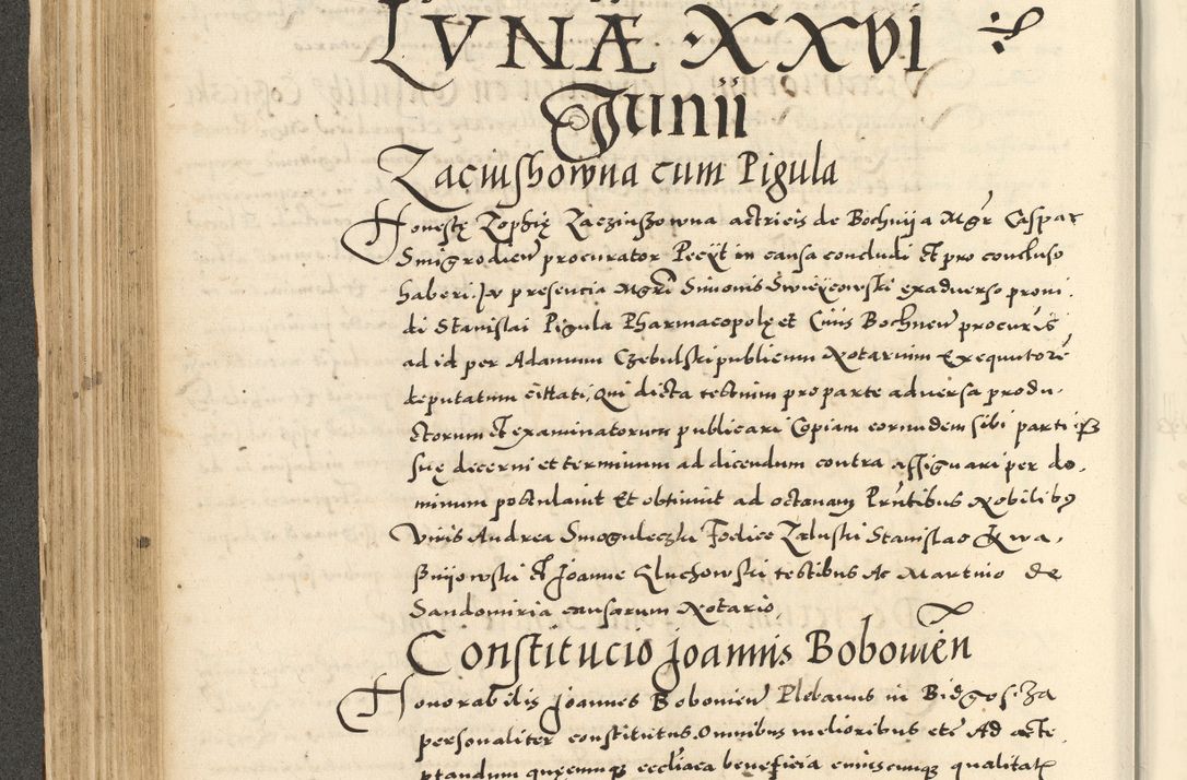 Zdjęcie nr 206 dla obiektu archiwalnego: Acta actorum causarum sententiarum deffinitiuarum, quam interloquutoriarum, decretorum, obligationum, procuratorum etc. coram Reverendo Domino Martino Izbienski de Rusiecz Archidiacono Posnaniensis, custode et in Spiritualibus Vicario generali officiali Cracoviensis, ad Annum Domini Millesimum quingentesimum Sexagesimum Nonum cuius indictio duodecima, Pontus Sanctissimi Pii Papae Quinti Annus quartus foeliciter continuantur